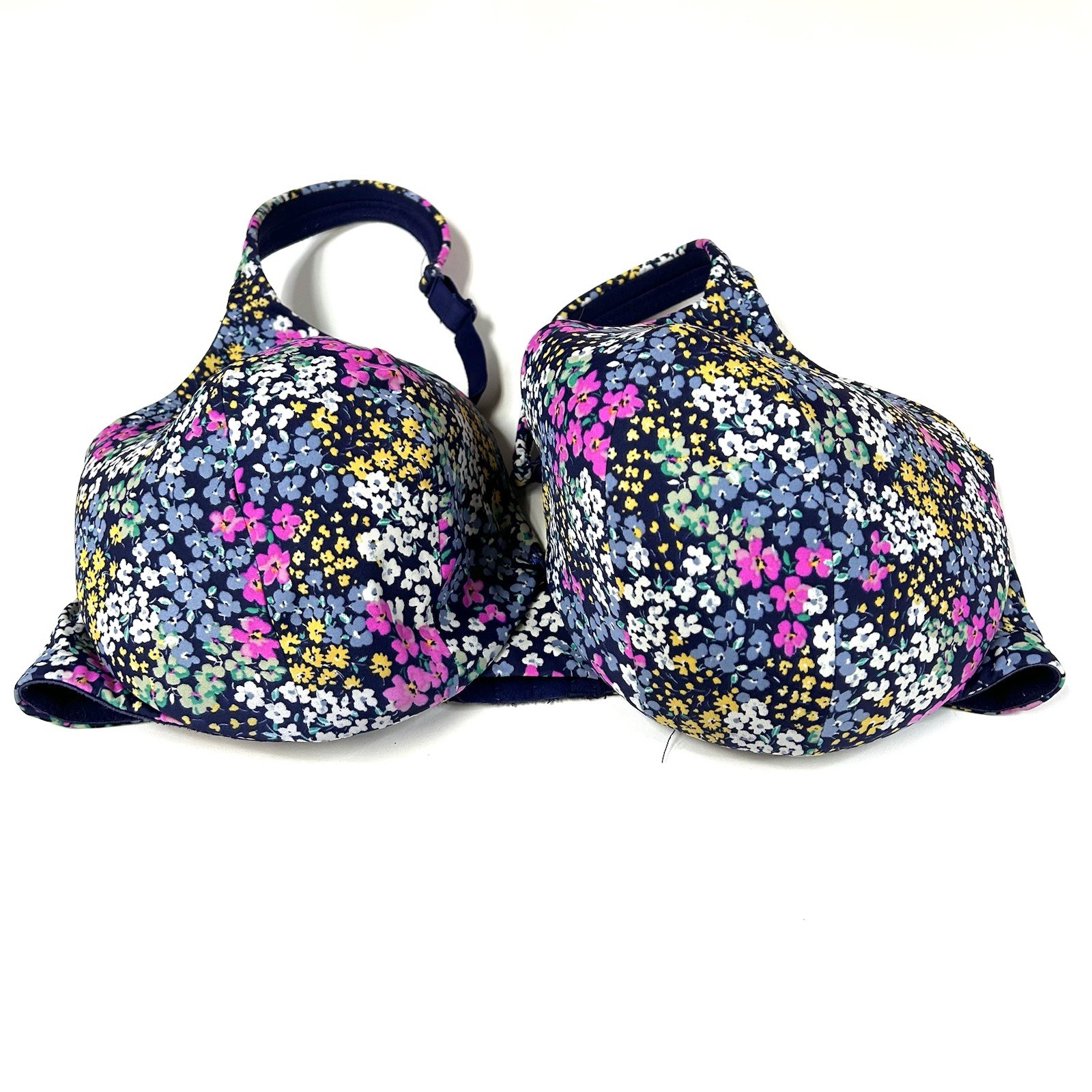 Cacique 38DDD Lightly Lined Full Coverage Bra Floral Blue Yellow Pink #1408