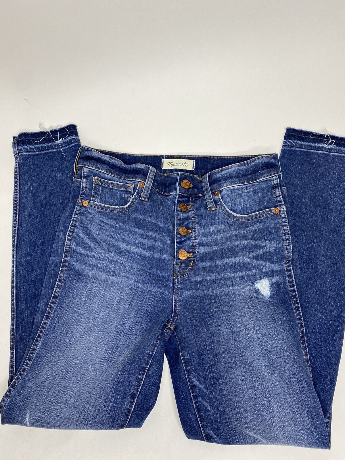 Women’s Madewell High-Rise Skinny Distressed Button Fly Jeans •W27 L28” *EUC