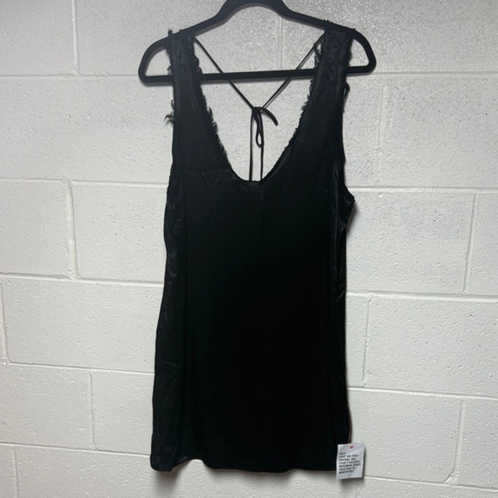 Topshop Black Frayed Edge Blouse Size 6