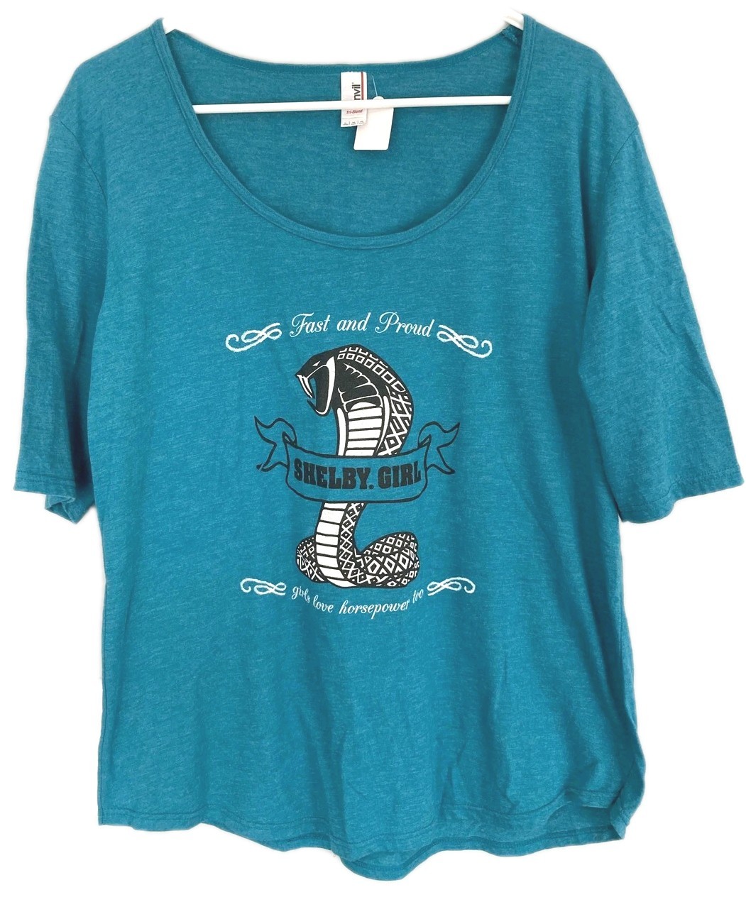 Anvil Shirt Women XL Shelby Car Girl Cobra Scoop Neck Short Sleeve TriBlend EUC
