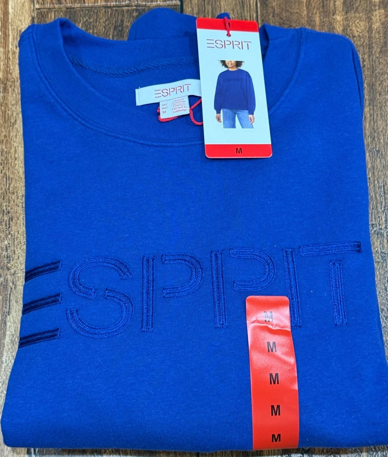 Esprit NWT Women’s Crewneck Sweatshirt 80s Viral -Cream, Blue, Green XS-S-M-L-XL