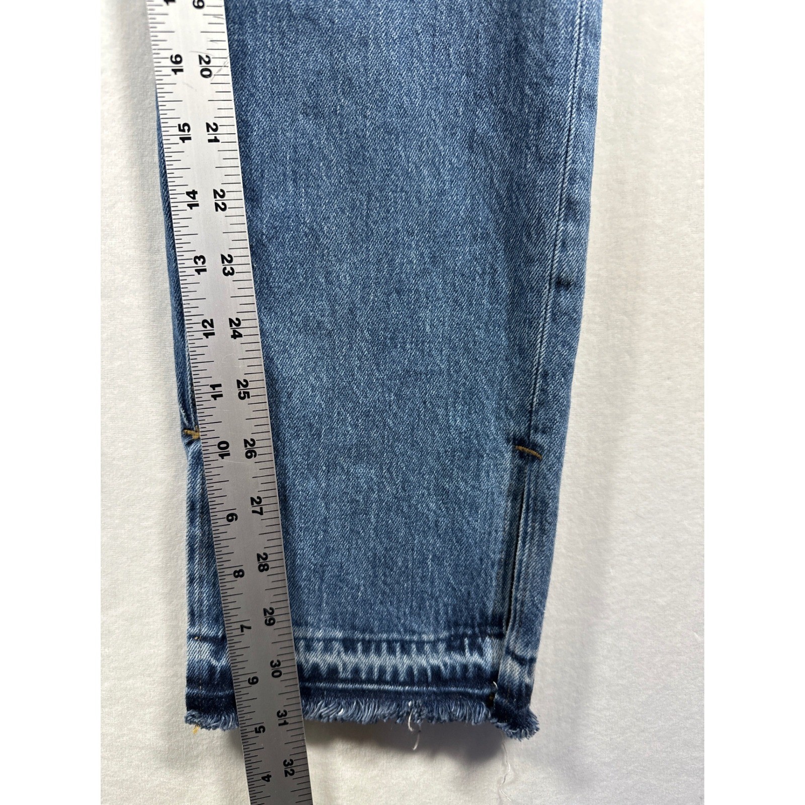 Good American Good Boy Jeans Distressed Button Fly High Rise Slit Cuffs NEW 6/28