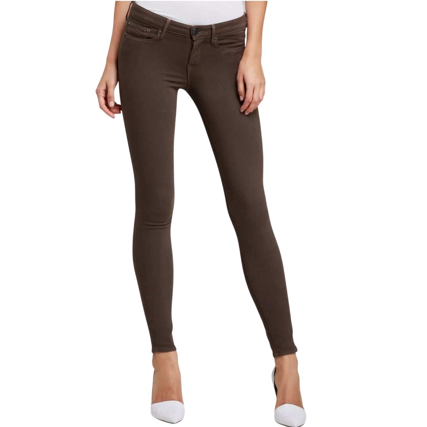 Vince Riley Skinny Jeans Dark Brown Mid‑Rise Stretch Denim Size 29