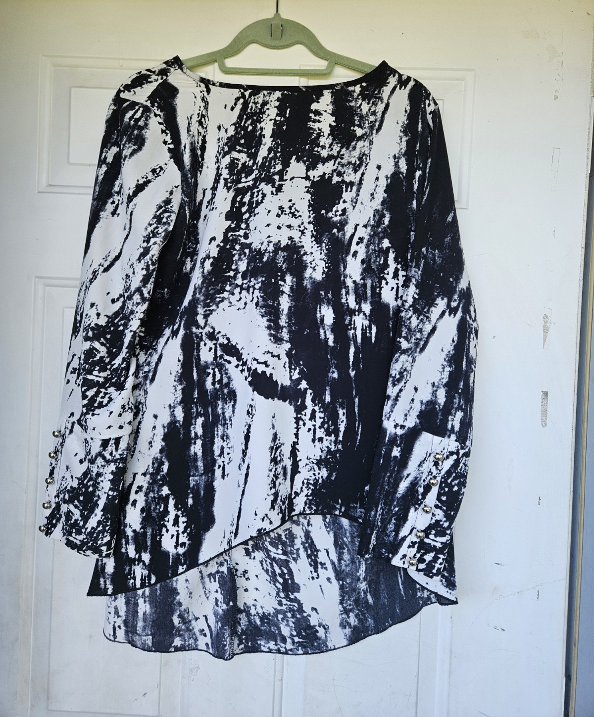 Joseph Ribkoff Black White Abstract Round Neck Long Sleeve Blouse Size 10