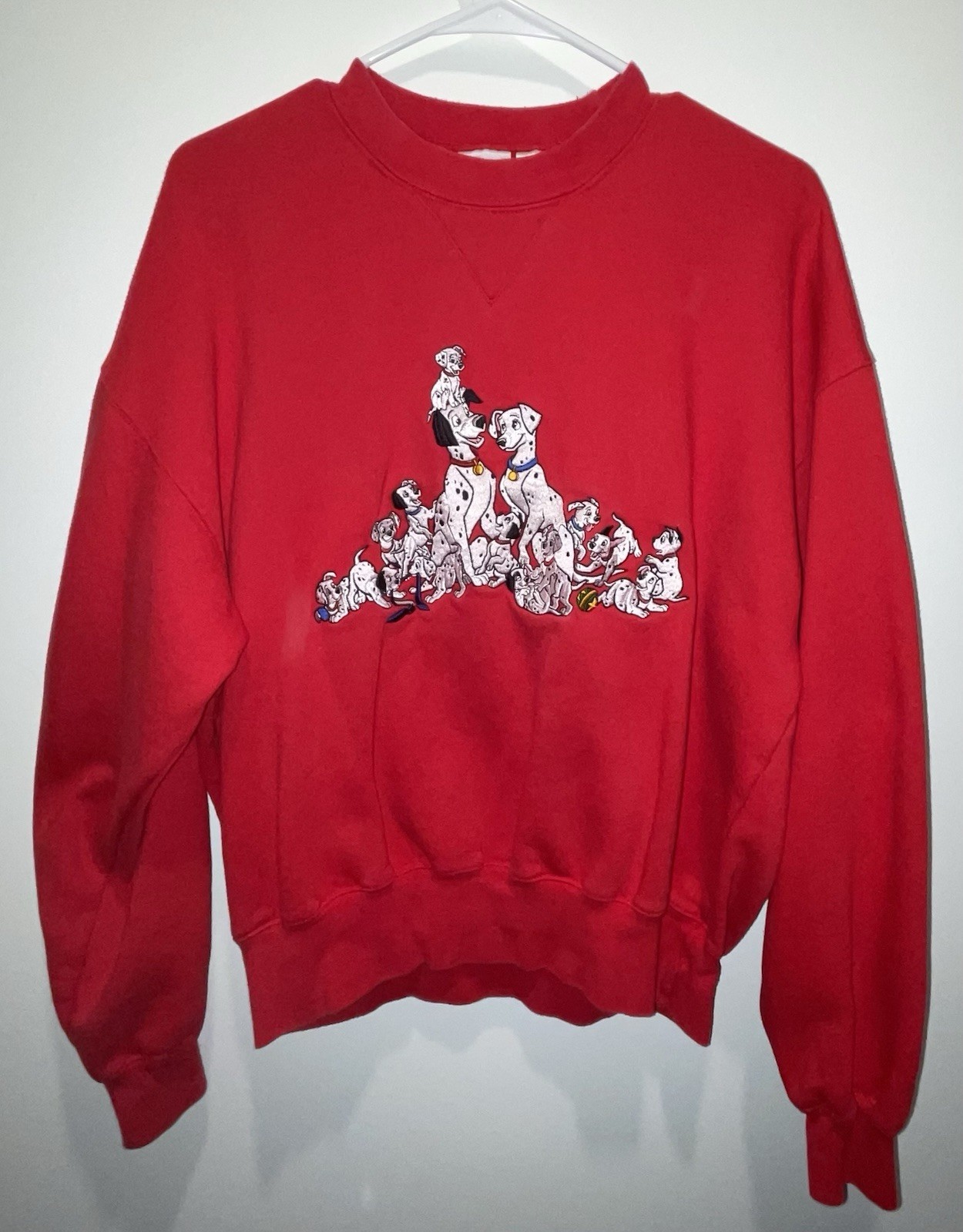 Vintage Disney Store 90s Embroidered 101 Dalmatians Red Crewneck M