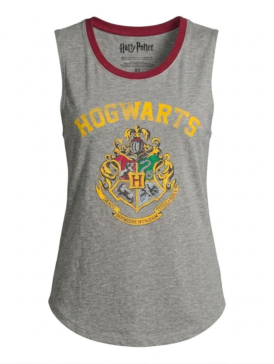 Harry Potter Women’s XS Gray Hogwarts Crest Graphic Sleeveless Tank Top