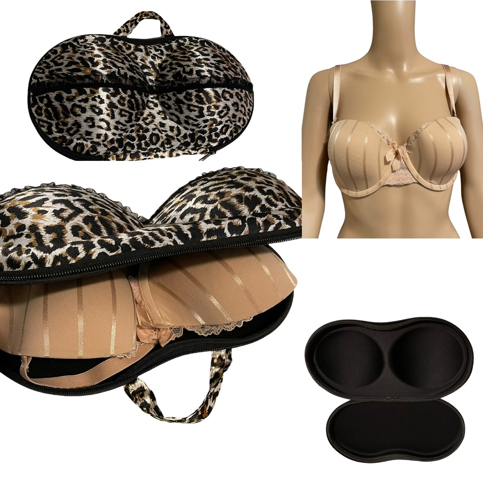 Felina Lingerie 36C Strapless Nude Bra/Portable Protect Bra Case Travel Bra Box