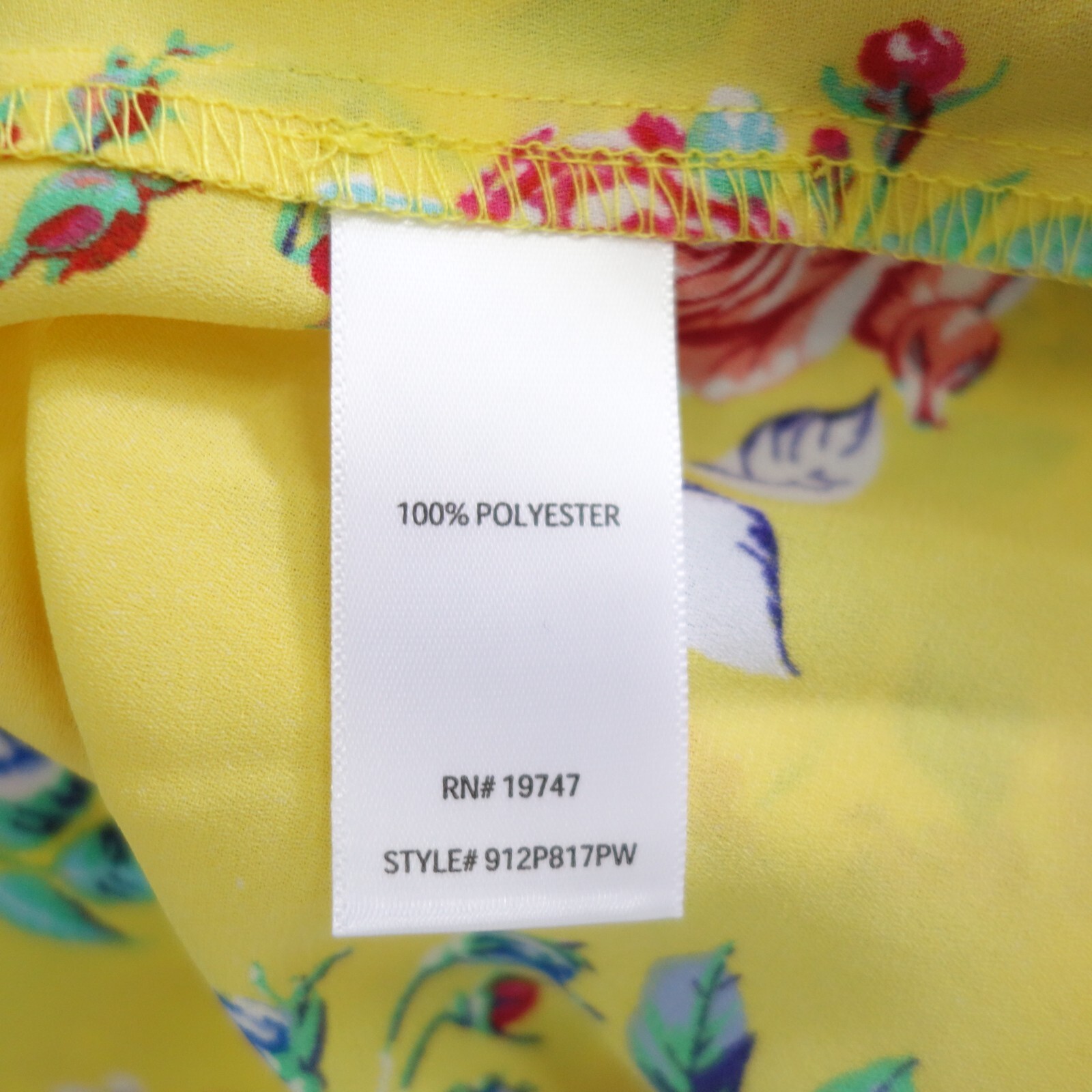 The Pioneer Woman Sleeve DolmanTop Women Size Large Yellow Floral 100% Polyester