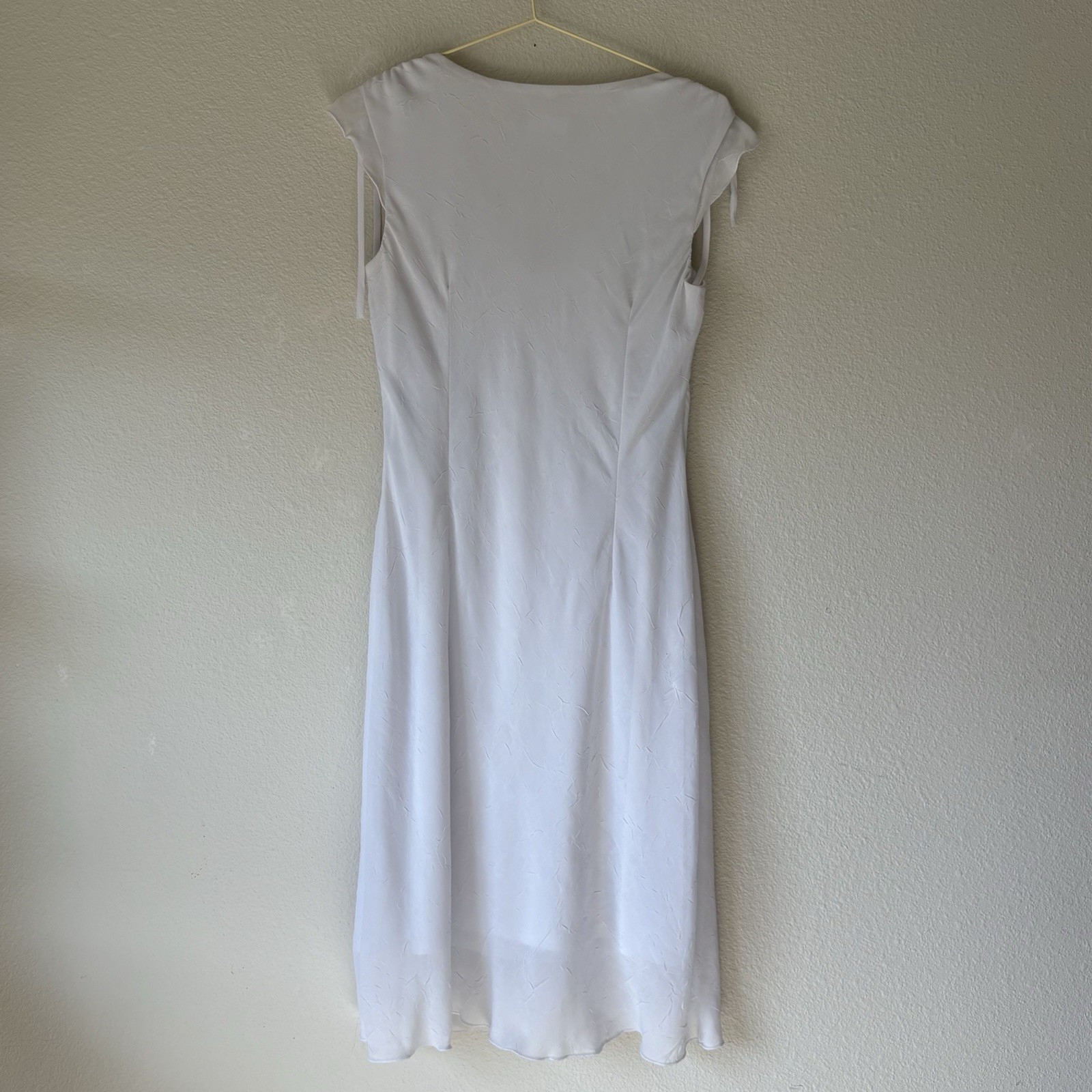 Vintage Buyer Too White V-Neck Milkmaid Midi Dress with Shoulder Ties