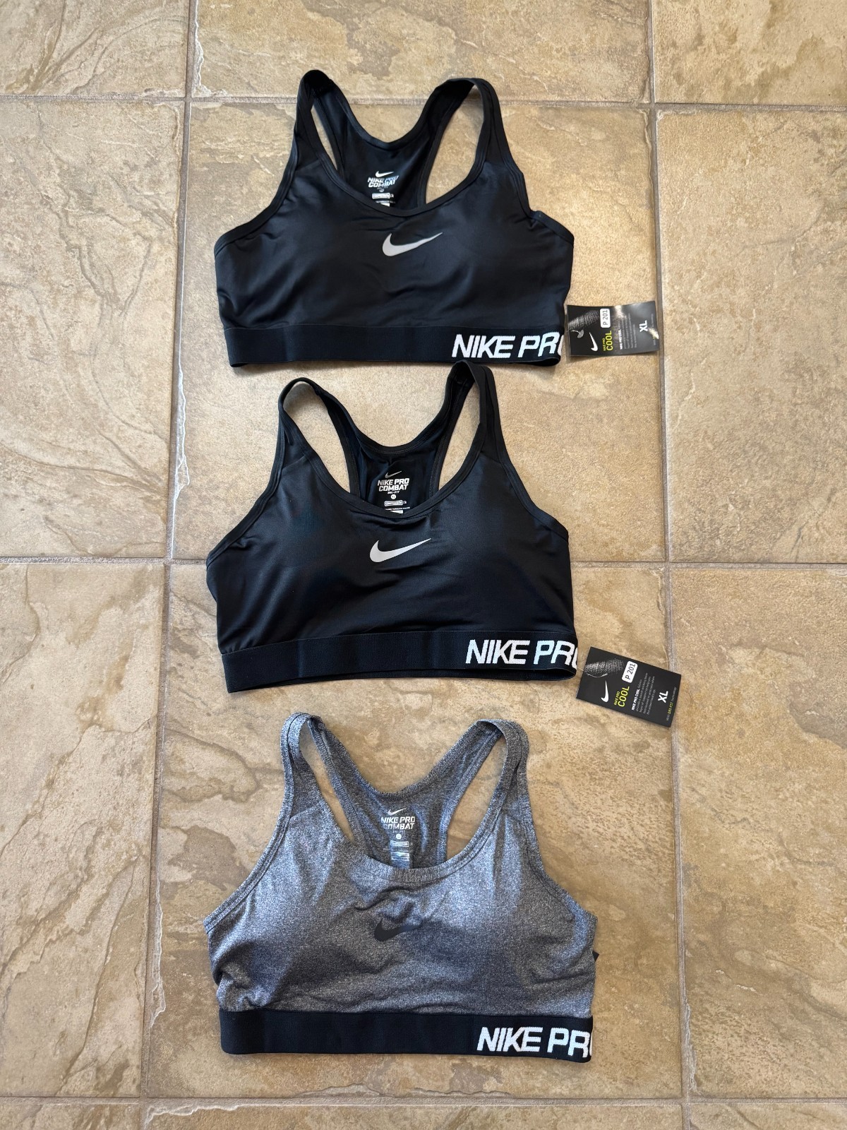 3 PAIR NIKE PRO COMBAT DRI-FIT SPORTS BRAS WOMENS SIZE XL