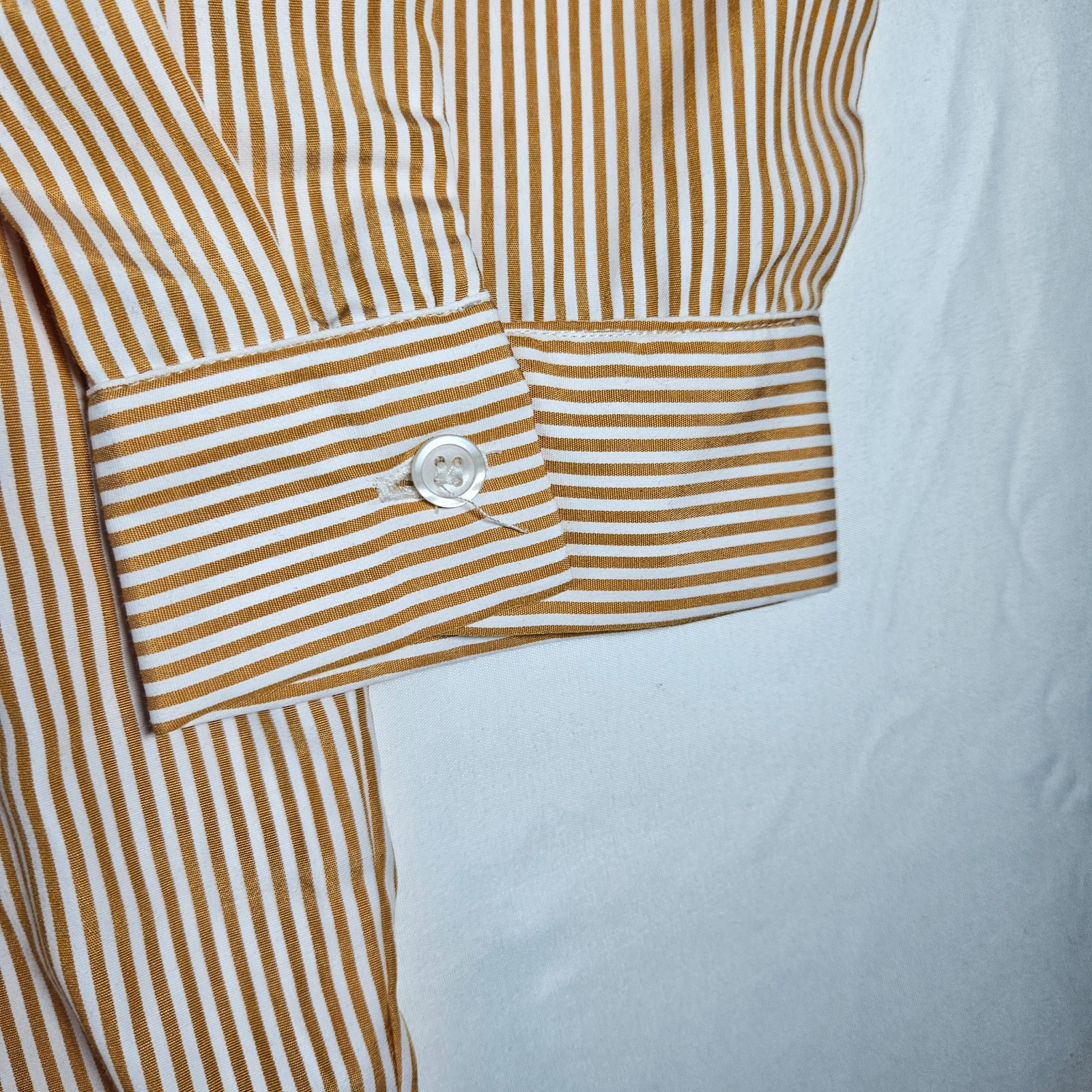 Zenana Plus Size 3X Striped Button Down Shirt Tan White Long Sleeve Pocket