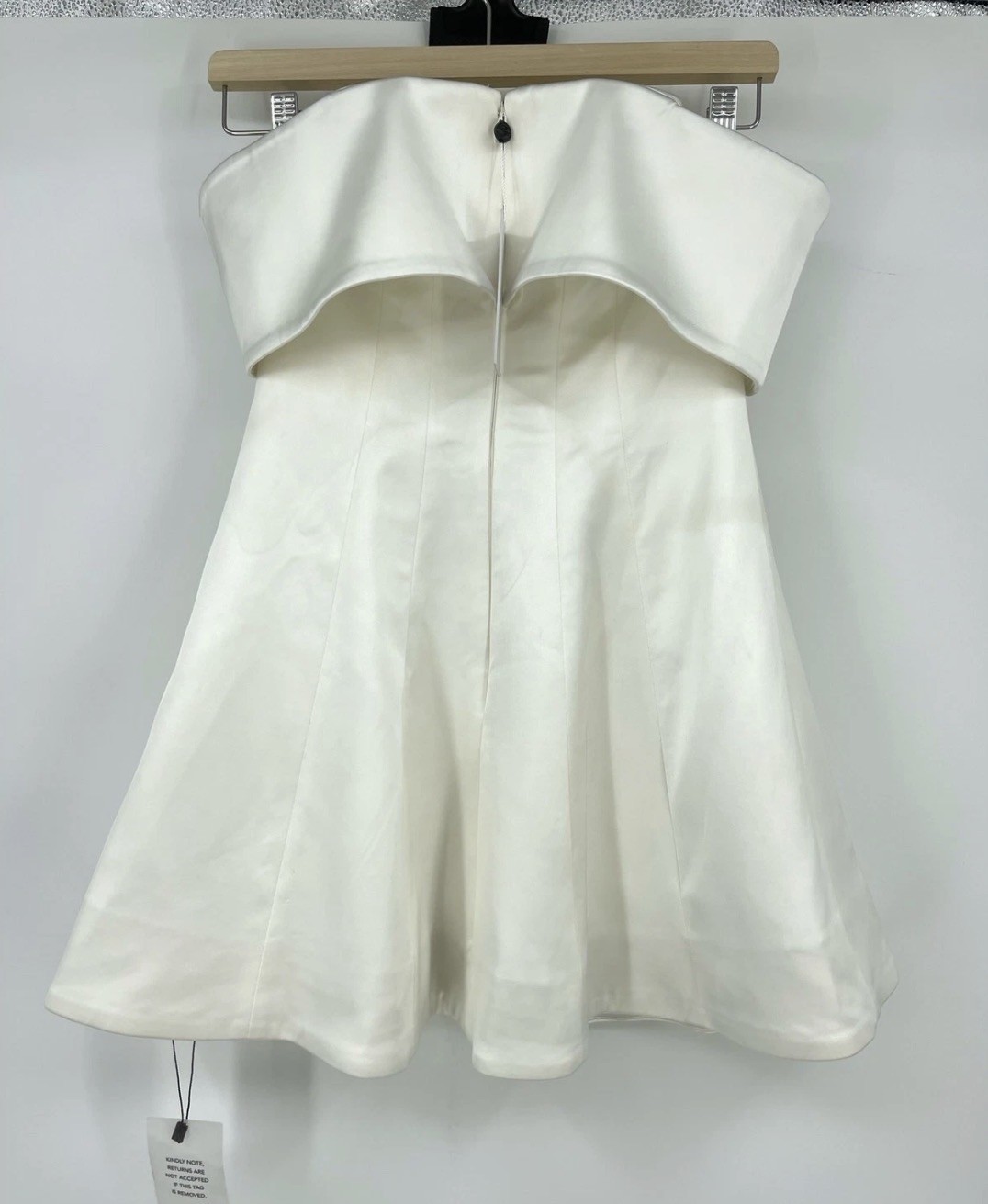 Lovers and Friends | Elise Mini Dress in White Satin Off Shoulder XS