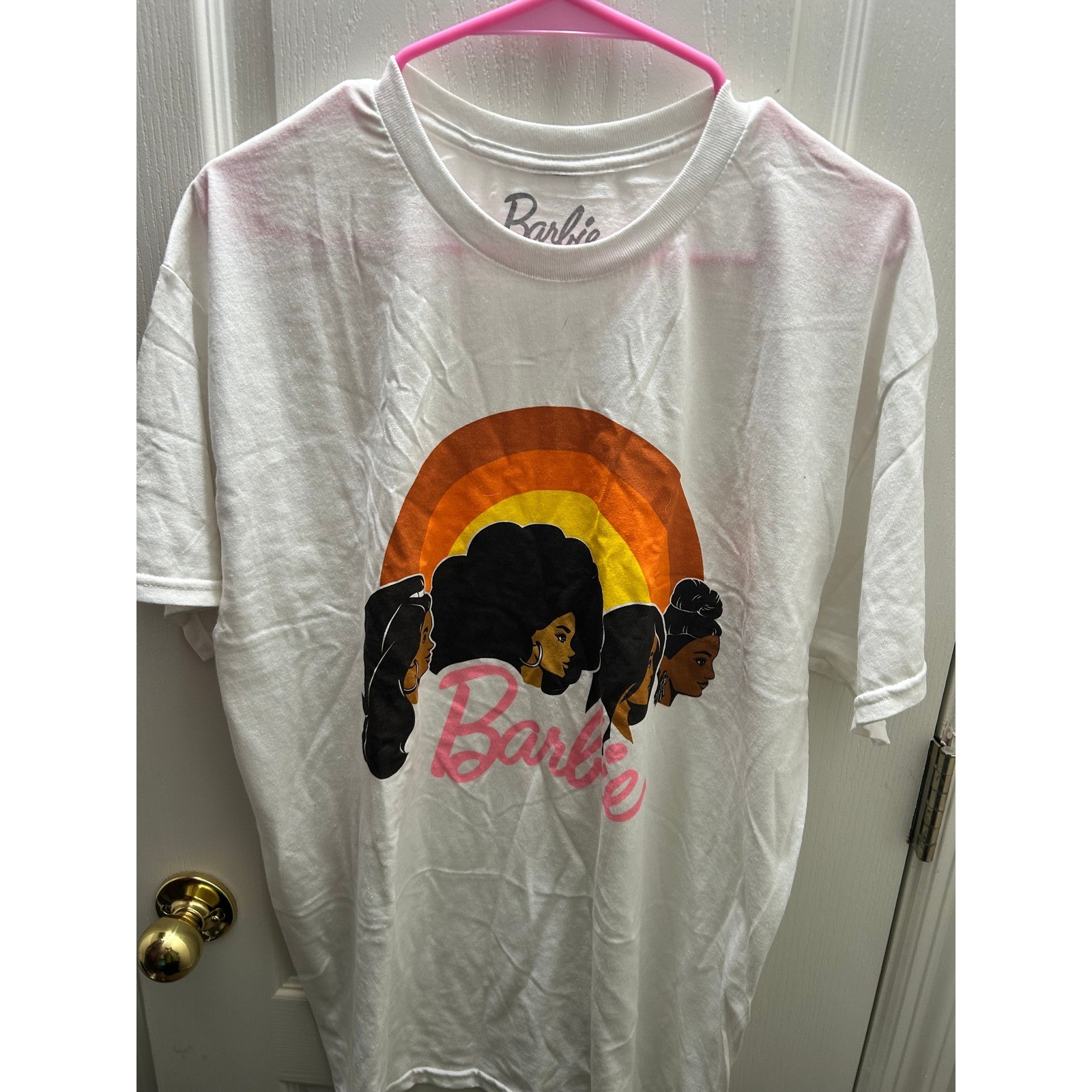 Barbie Graphic Tee Medium White Retro Sunset Barbiecore T Shirt