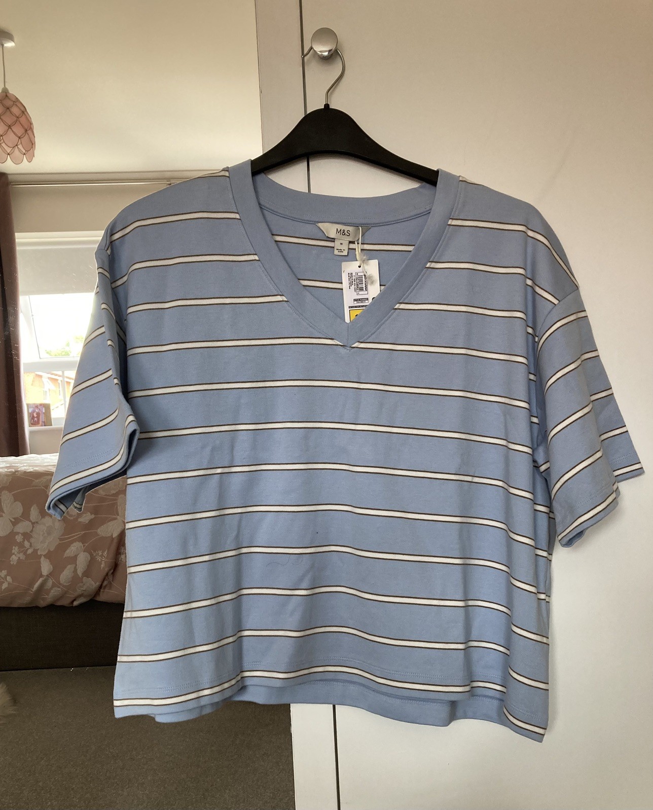NEW M&S Ladies relaxed fit Striped T-shirt Size 16