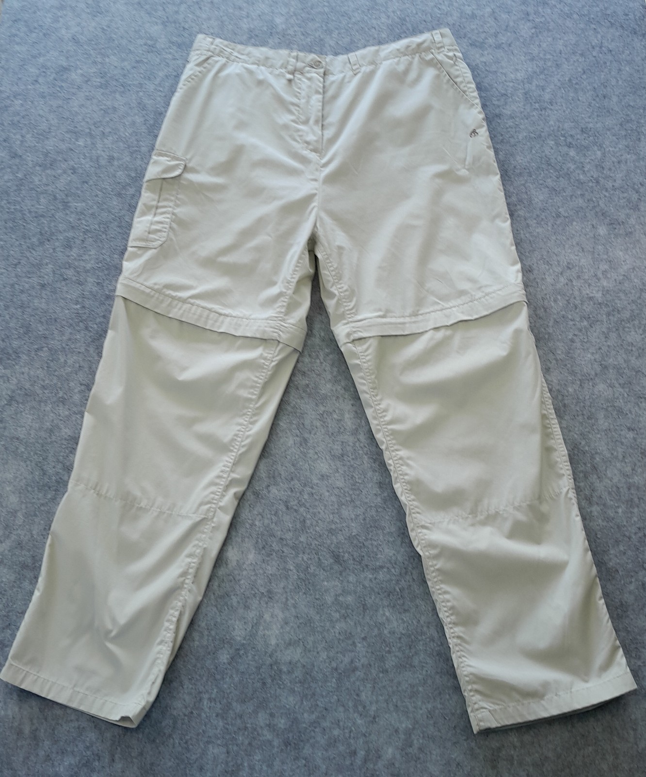Craghoppers Convertible Trousers Womans UK18 Reg Ivory Kiwi Zip Off Walking Shor