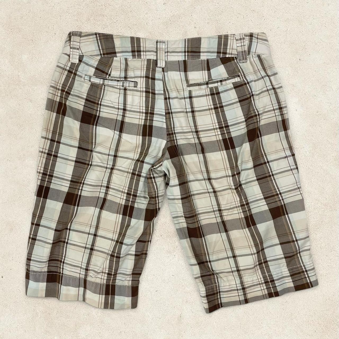 Vintage 2000s Y2K Plaid Long Shorts Low Rise Bermuda Skater Grunge Juniors 3