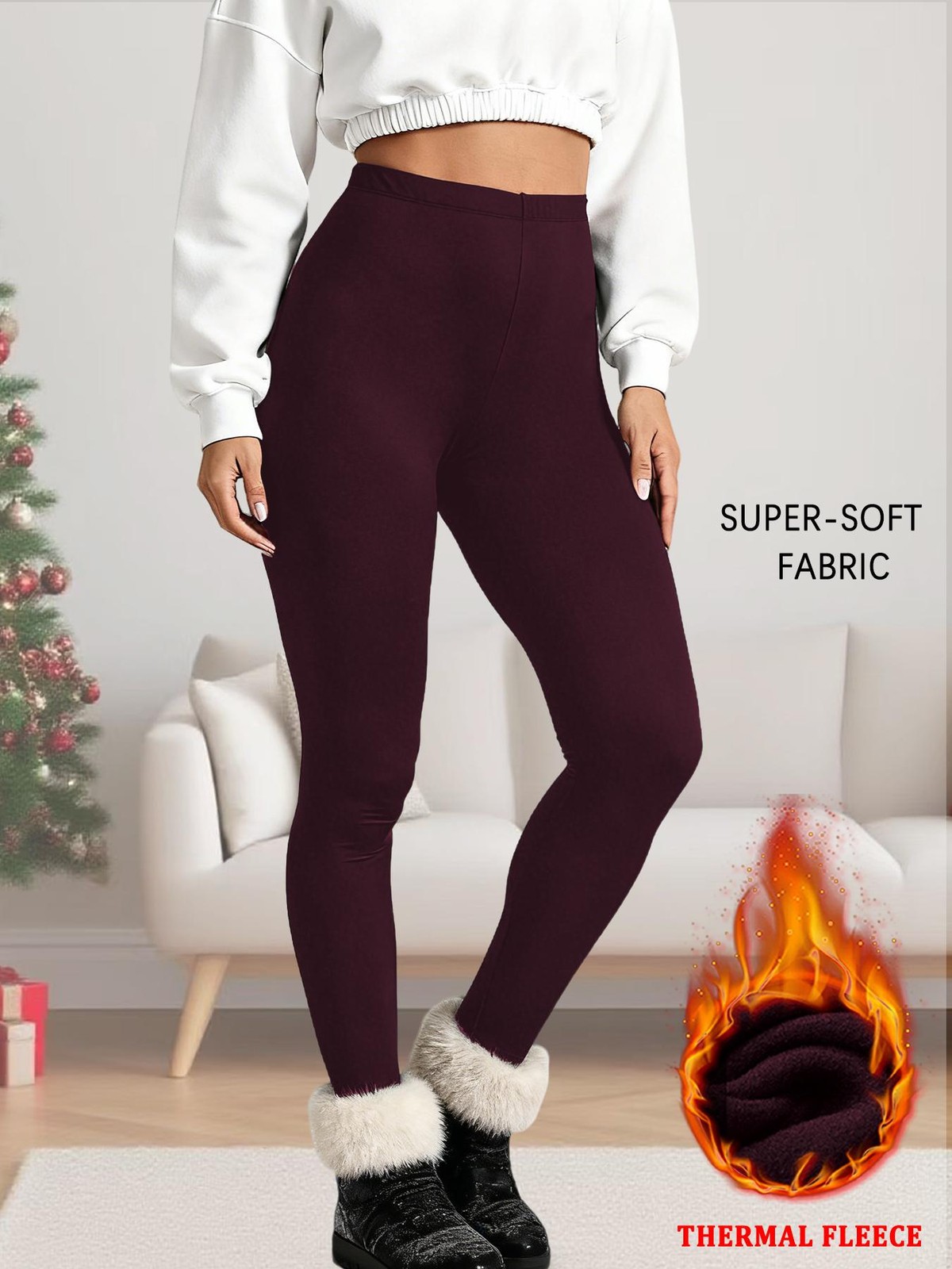 Women’s Thermal Fleece Lined Leggings. Super Soft Low Rise Design Perfect for Yo