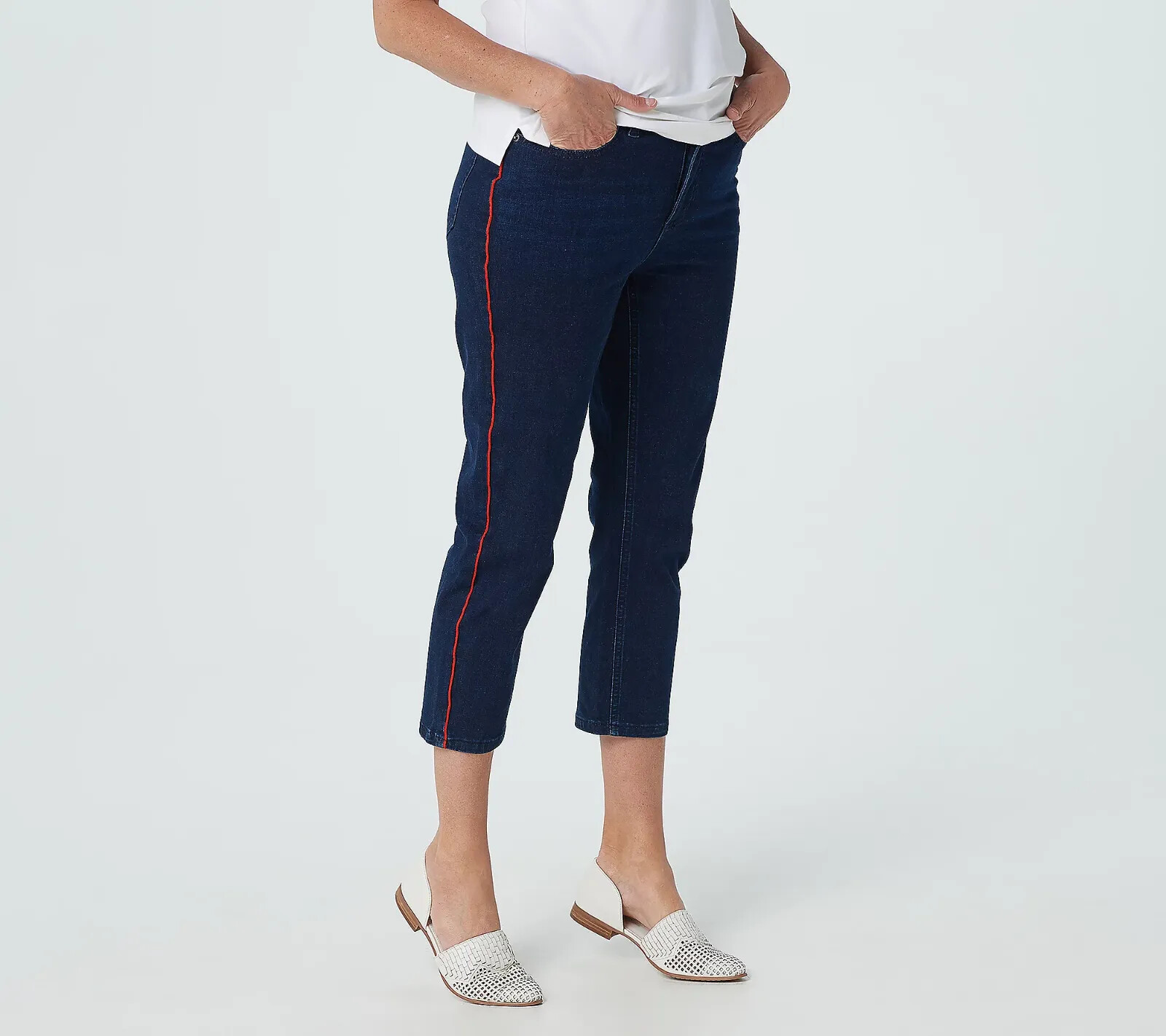 Denim & Co. Triblend Slim Straight Crop Jeans Piped Seam – More Colors a378240 ‘