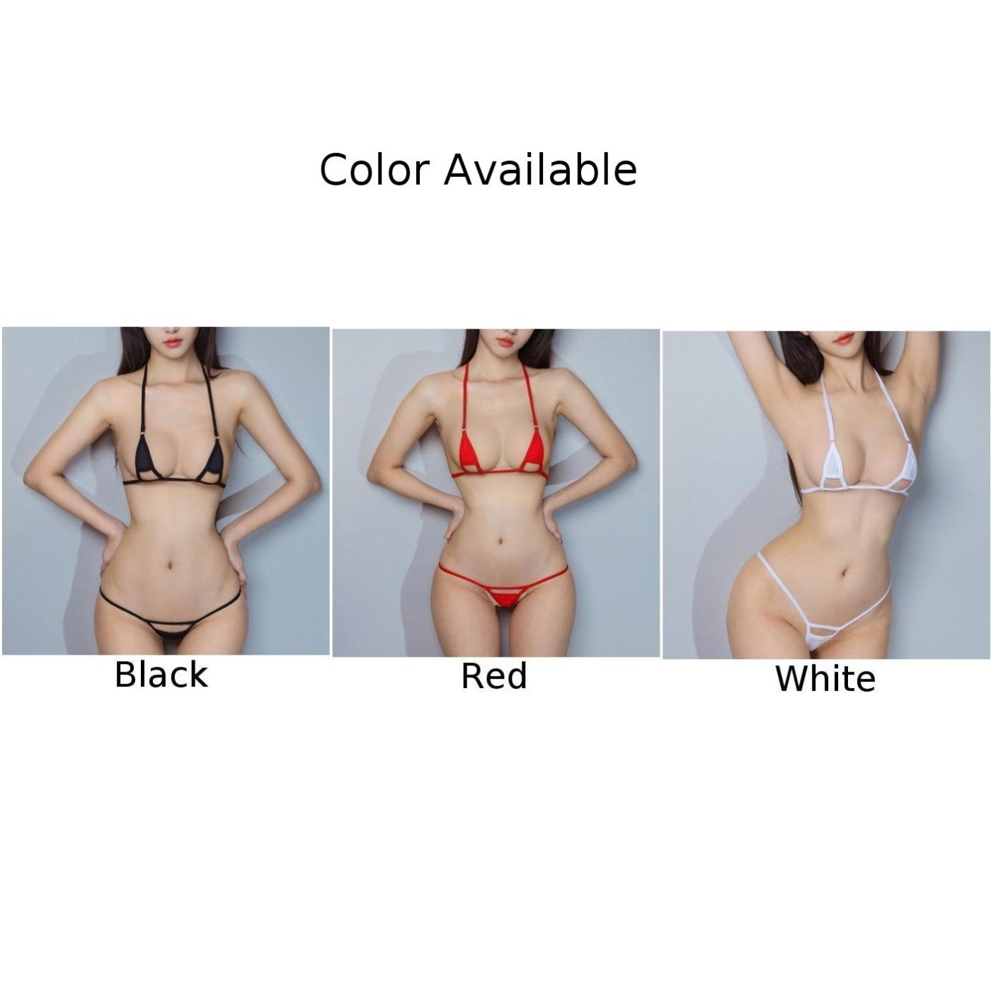 Slight Strech Bra Set Solid Color Swimsuit Swimwear For All Seasons-size