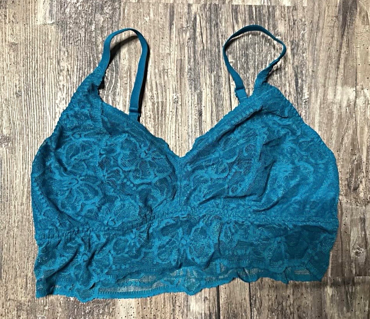 PINK Victoria’s Secret Blue Floral Lace Bralette Adjustable Strap L
