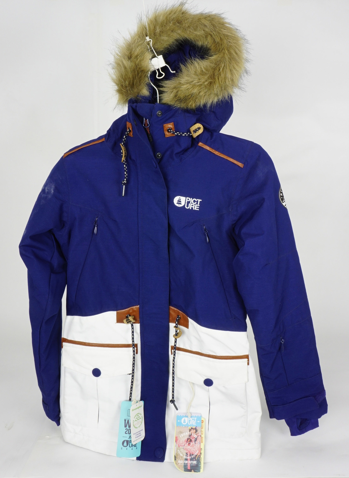 Picture Apply Jacket Women’s XS Hooded Insulated Dark Blue/White Snowboard