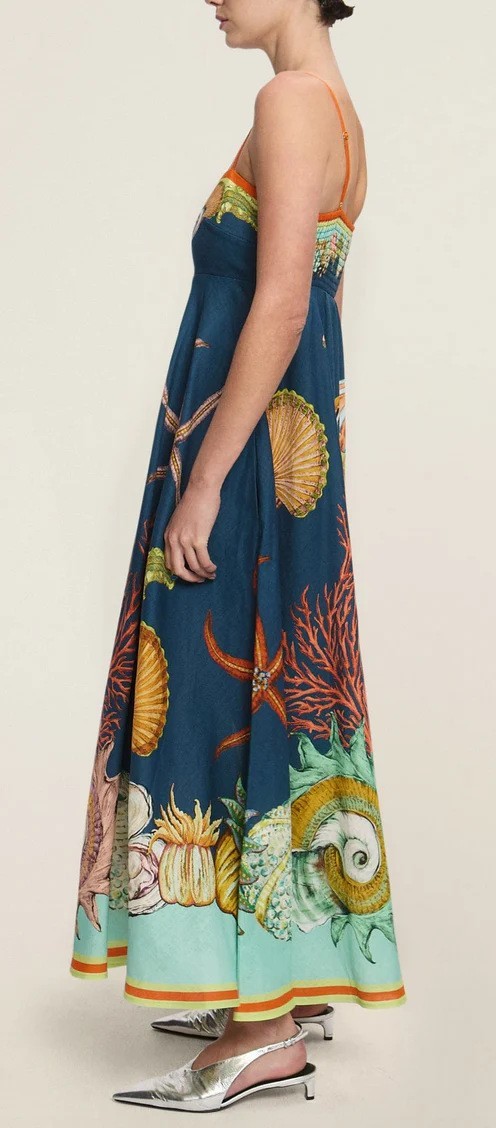 Women’s Alemais Floral New Square Neck Halter Mid-length Dress Ladies