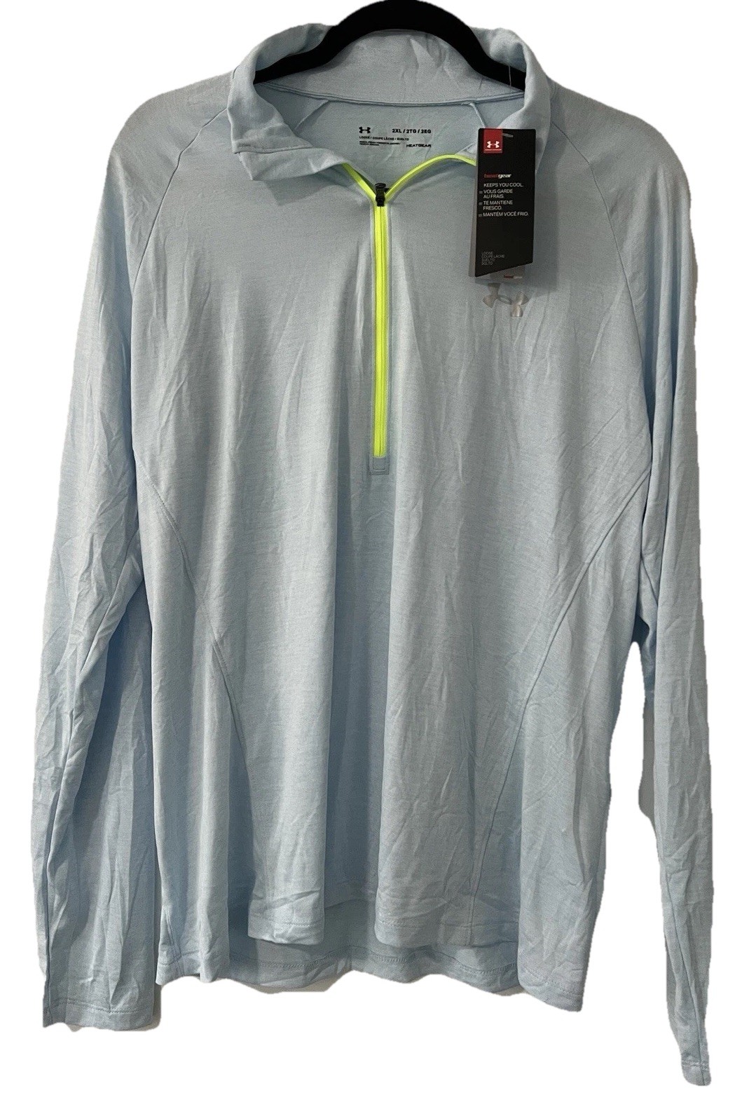 Under Armour Top Womens XXL HeatGear Tech Twist 1/2 Zip Pullover Light Blue