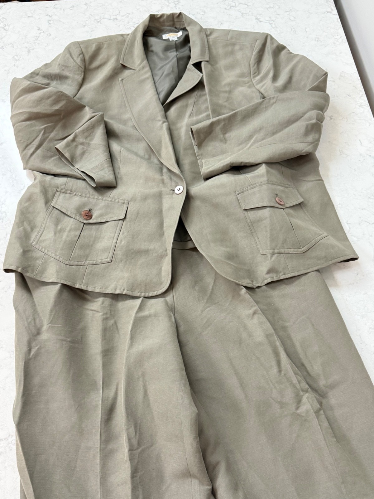 Vintage Talbots Womens Suit Set Size 18 Linen/Silk Careerwear Preppy – Olive
