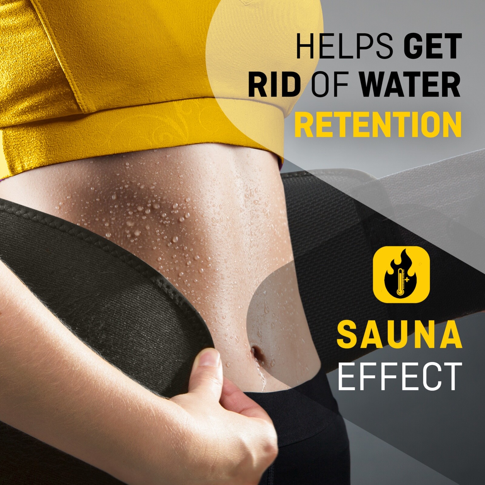 Waist Trainer for Women & Men Lower Belly Support Belt Sauna Effect Black L Size