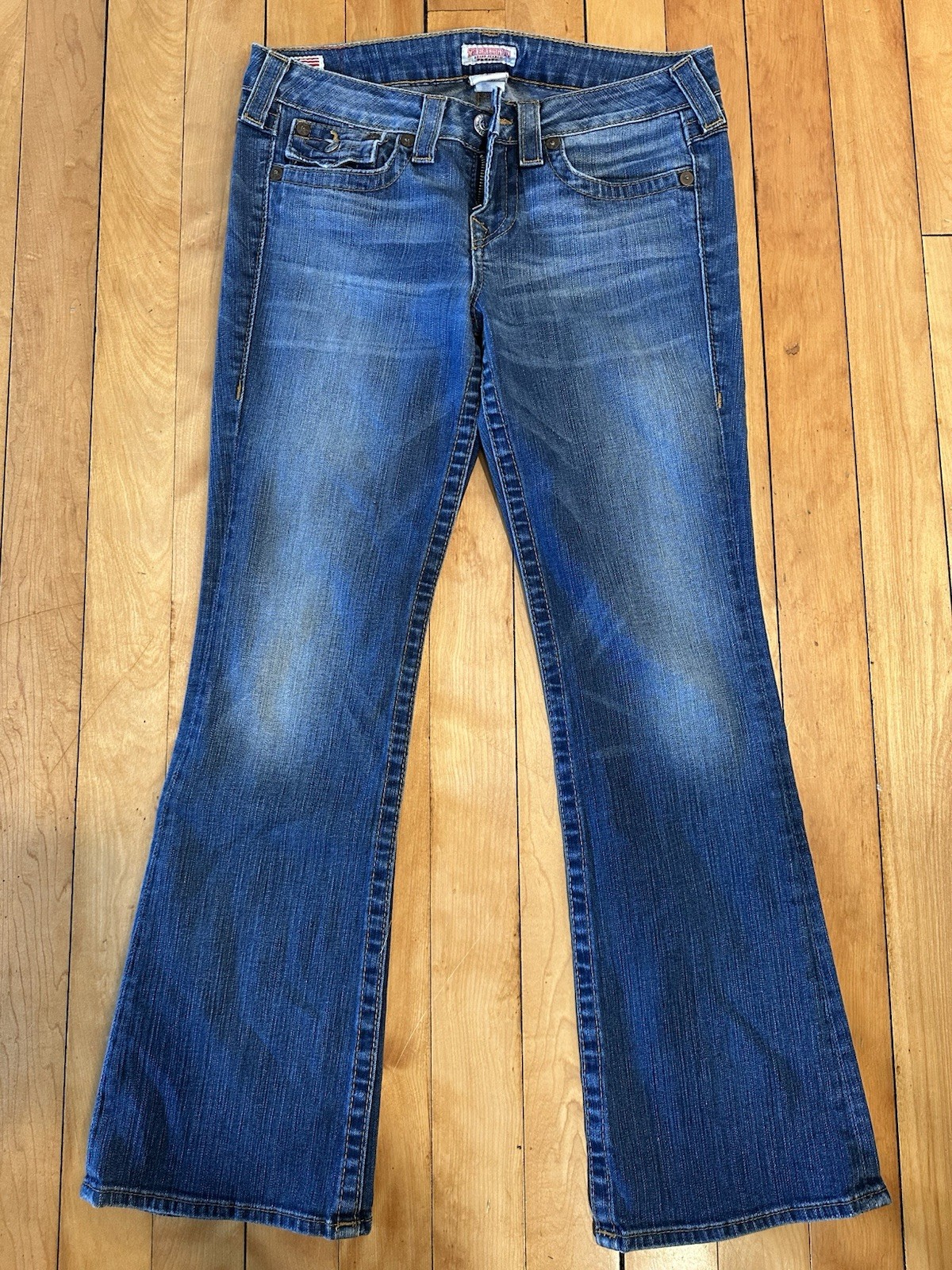True Religion Slim Fit Low Rise Bootcut Medium Wash Blue Womens Jeans 30 Petite