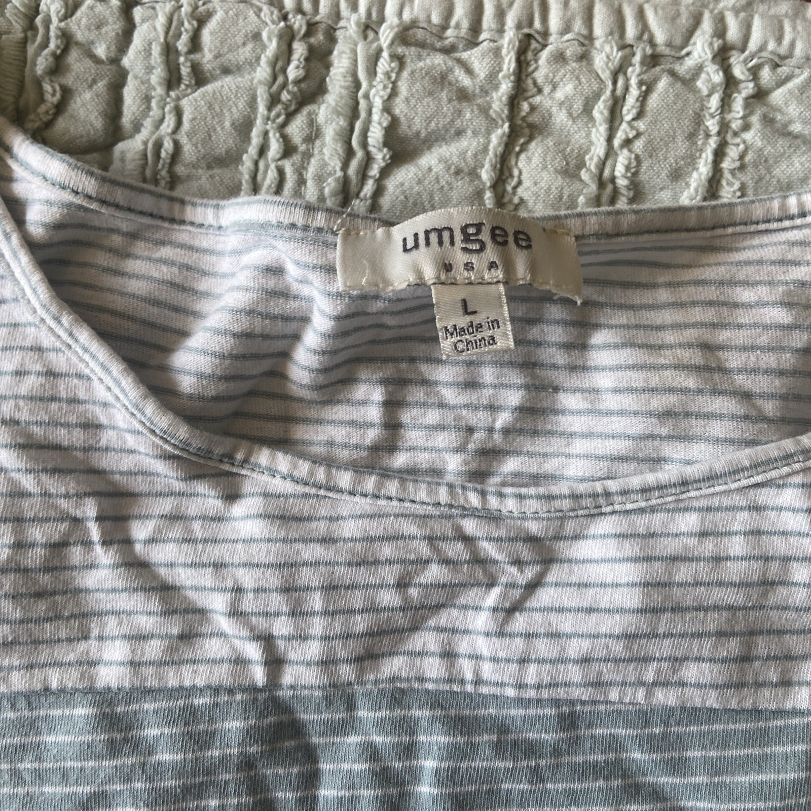 Women’s Umgee Floral/striped Blue Short Sleeve Blouse Size Large