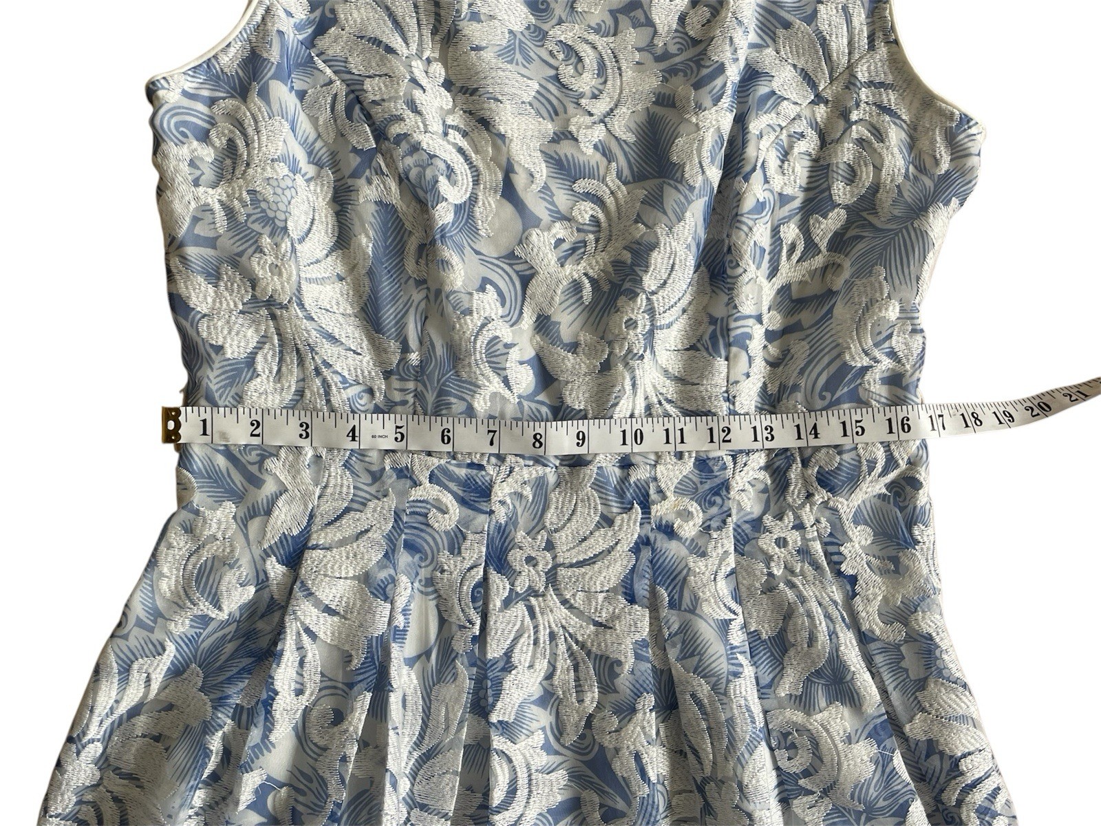 PER UNA PREMIUM. Light Blue & White A-Line Dress Size 14 Floral. Summer. Wedding