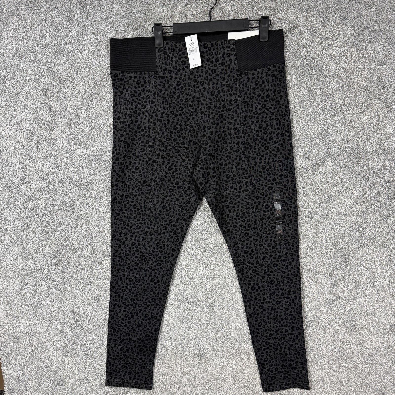LOFT Leggings L 34×28 Gray Black Leopard High Rise Ankle Stretch Edgy Comfort