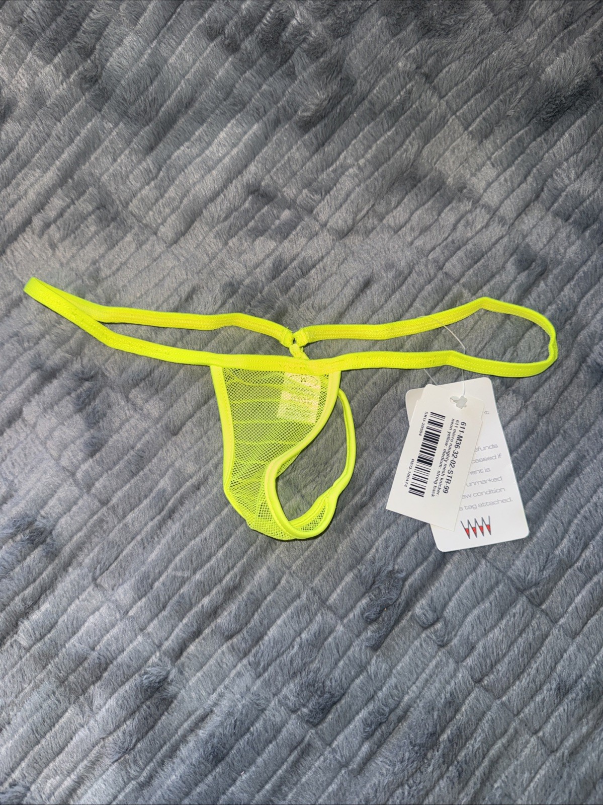 Wicked Weasel 611 Micro Naughty Mesh Knicker Neon Yellow Medium String Back