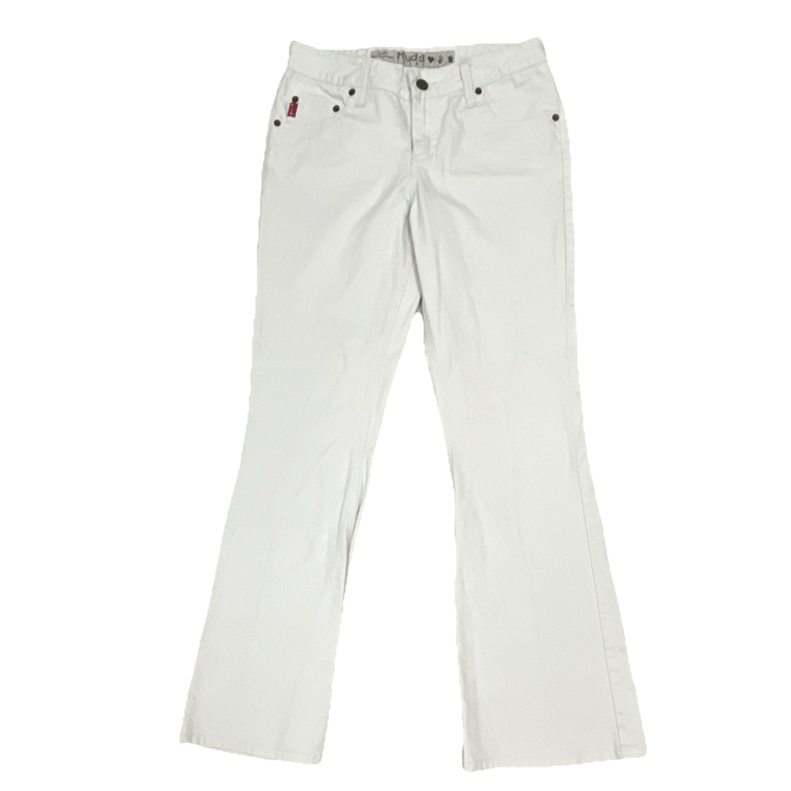 Mudd Beige Denim Women’s Jeans Button Logo Accents Stretch Pockets