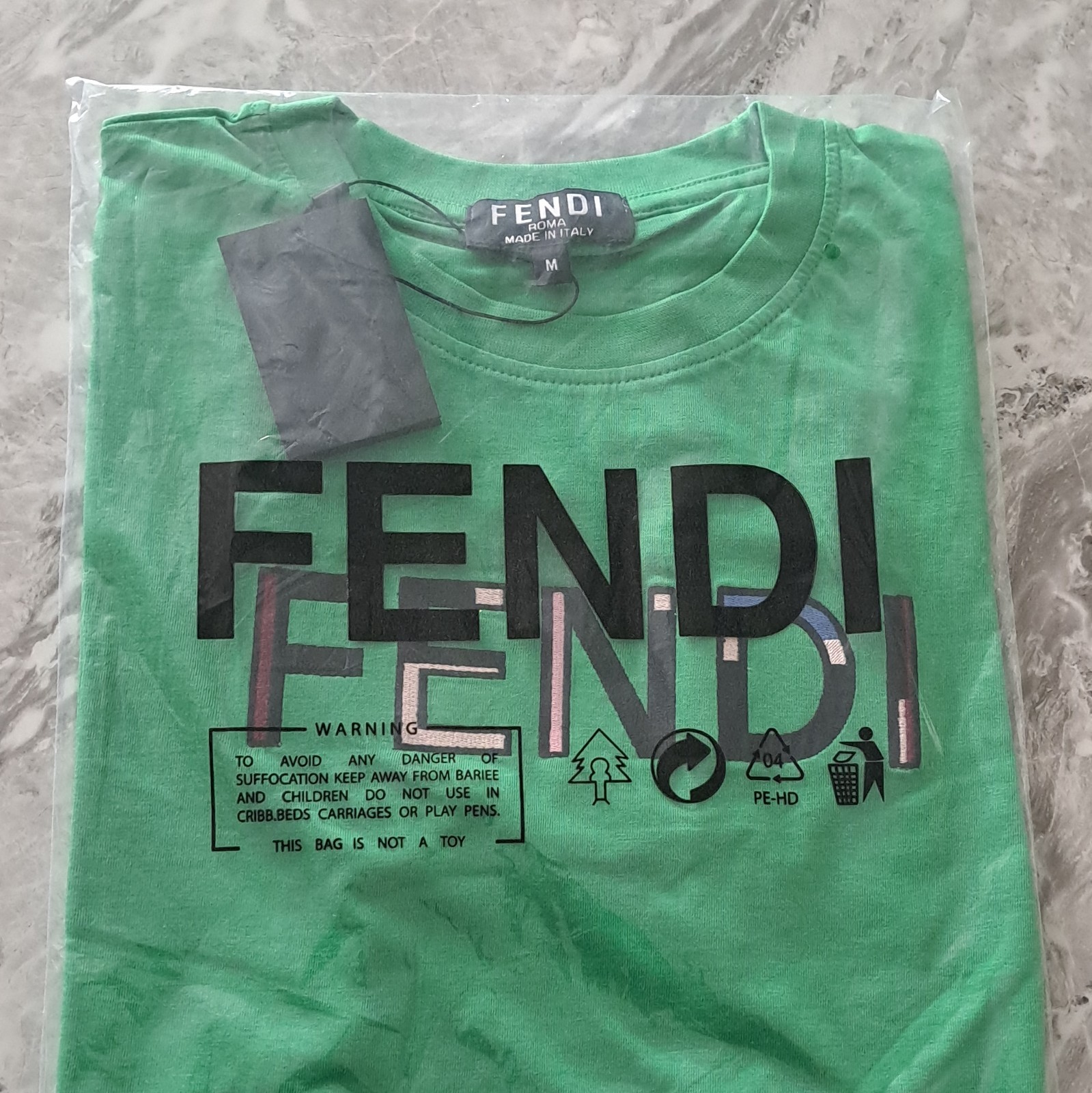 FENDI Women’s Green Logo Graphic Crew Neck Short Sleeve Cotton Jersey Tee M