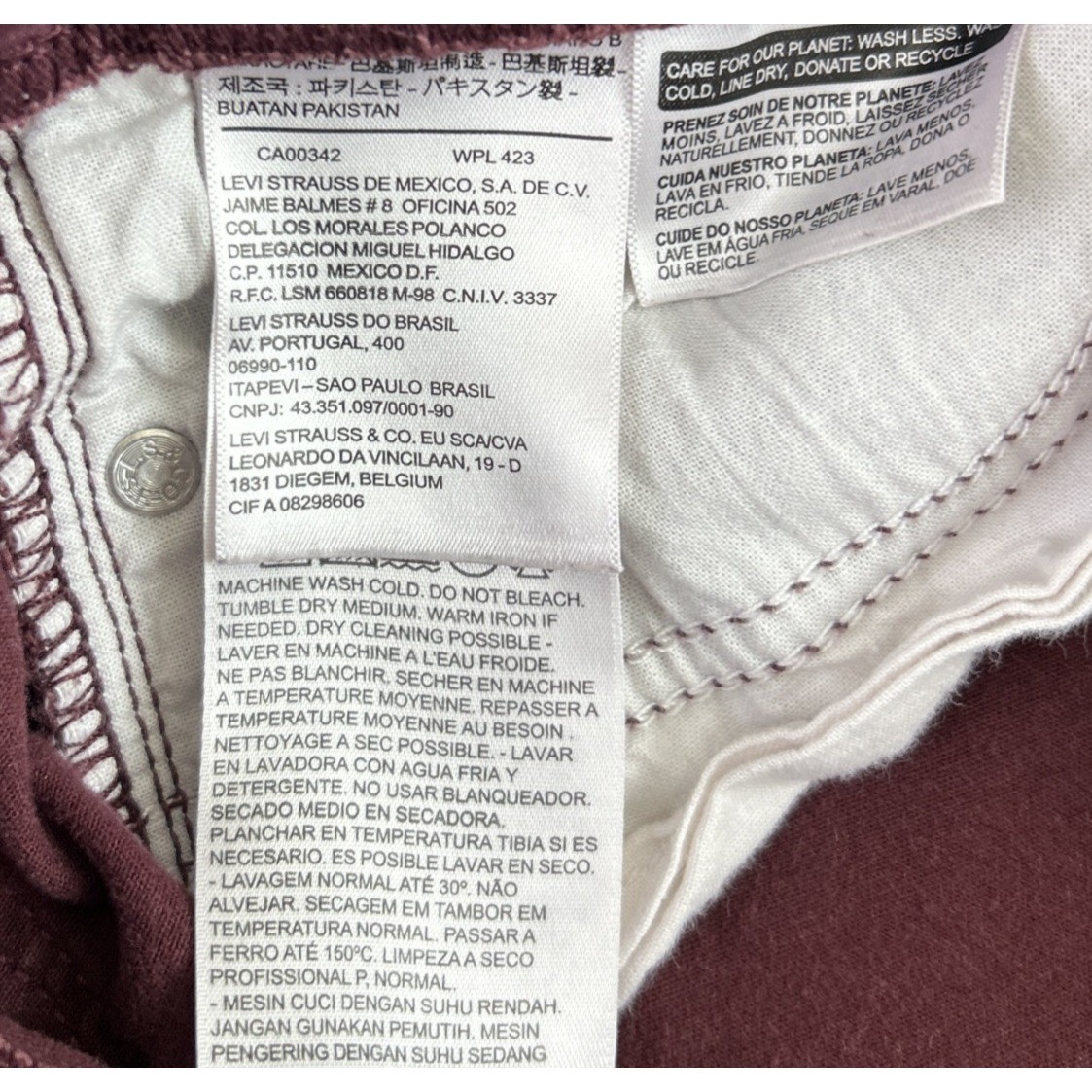 Levis 6 (29×27) Maroon Shaping Skinny Jeggings Jeans Tapered Stretch Mid Rise