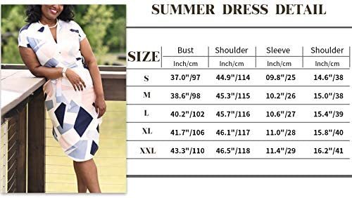 Women’s Casual Floral/Geometric Pattern Short Sleeve Spring-Summer Dress w/ Belt