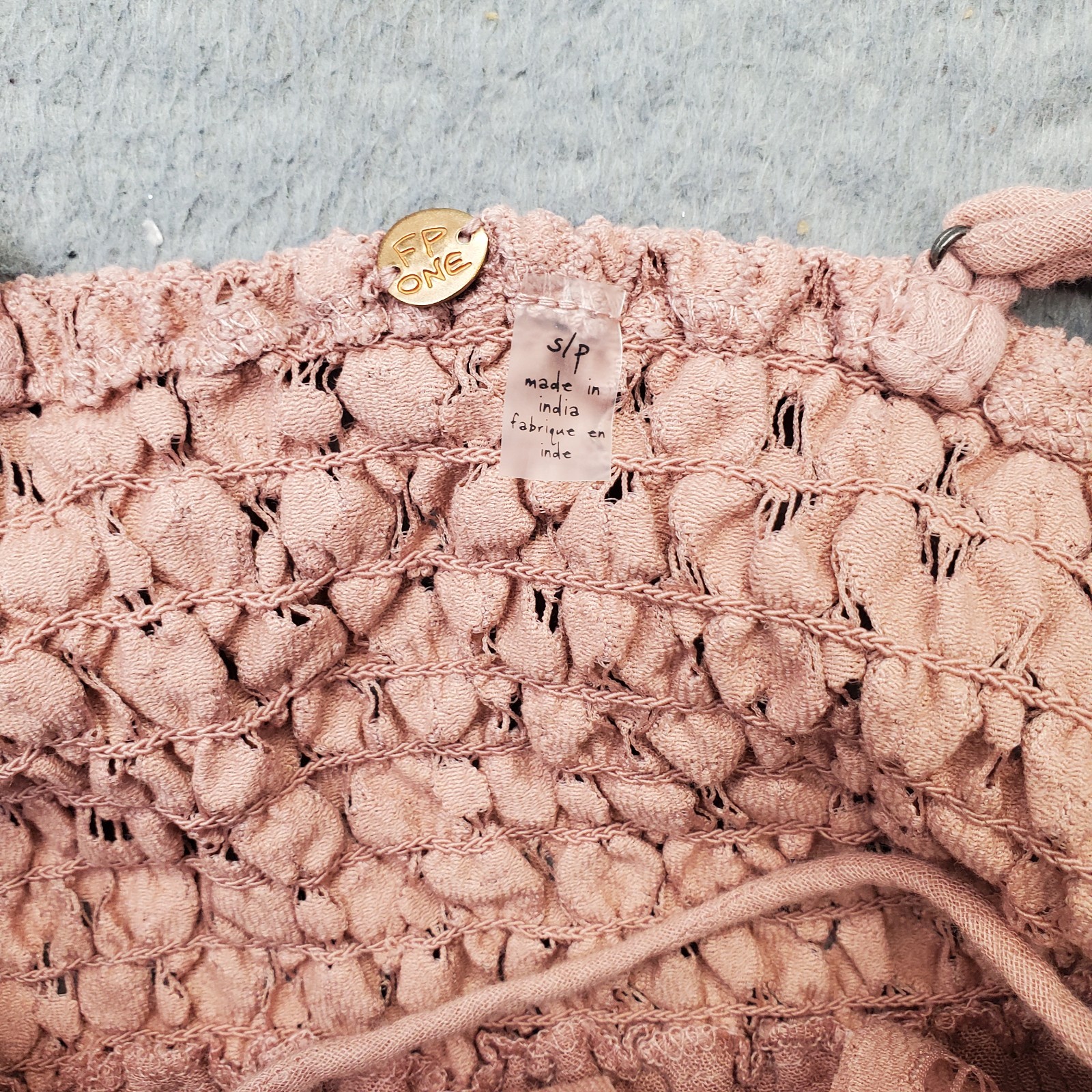 Free People Adella Slip Dress Womens Small Pink Lace Detail Ruffle Smocked Back
