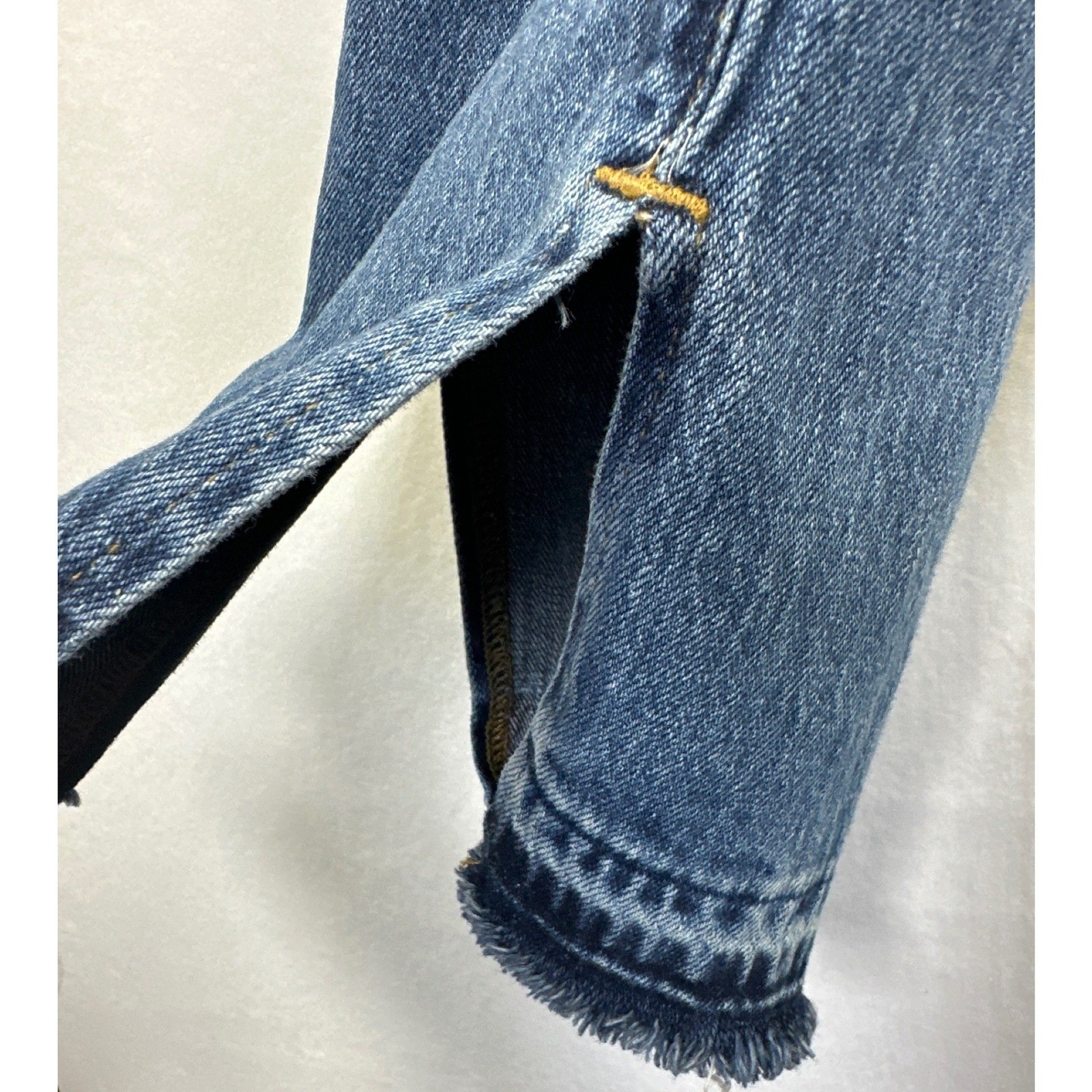 Good American Good Boy Jeans Distressed Button Fly High Rise Slit Cuffs NEW 6/28