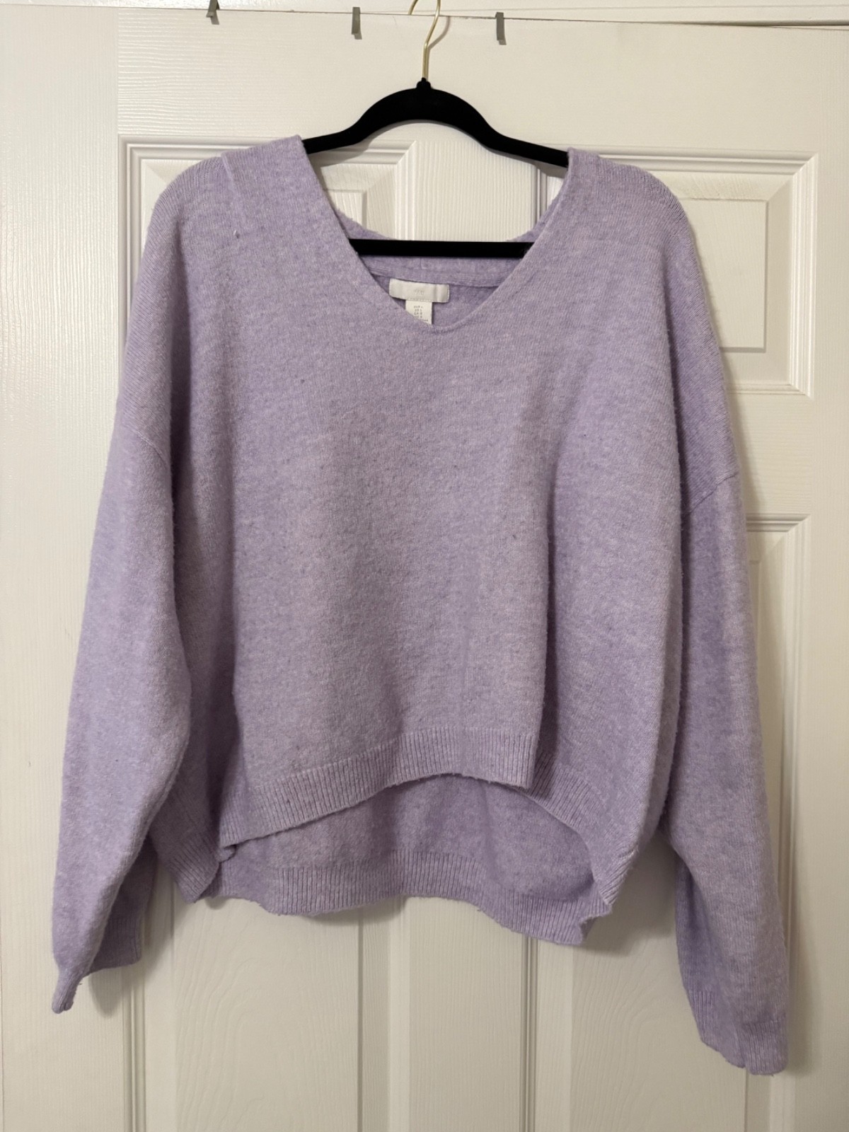 Wool Blend Knit Sweater Womens Oversized L Lilac Soft Minimalist Clean Girl H&M