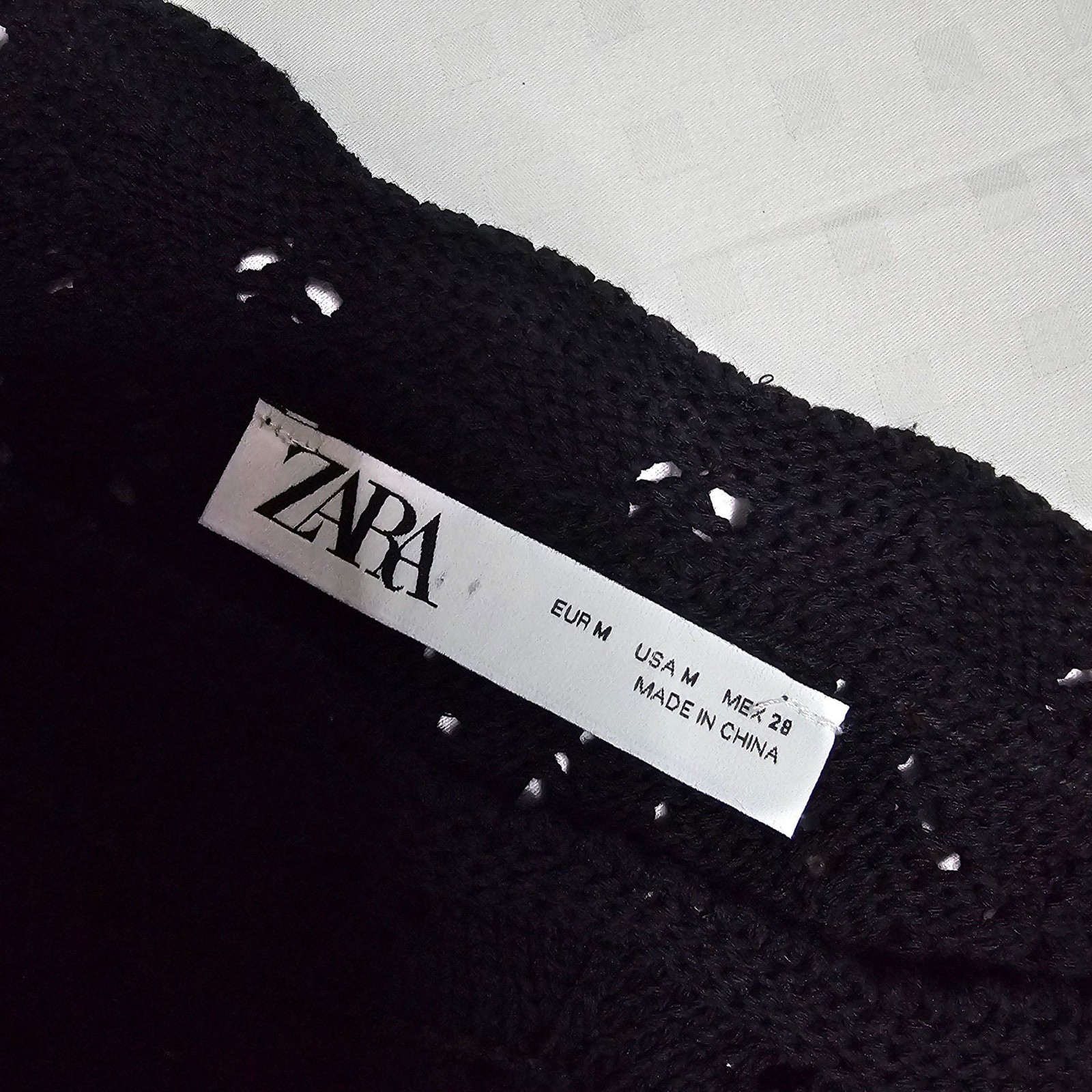Zara Black One Shoulder Knit Sweater Top Size M Open Knit Asymmetrical