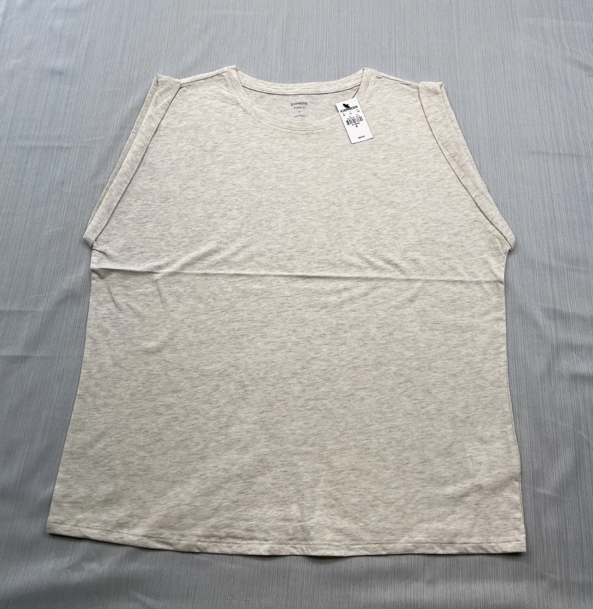 New 2 PACK! Womens Express PIMA Cotton Skimming Sleeveless TEE Sz MEDIUM Oatmeal