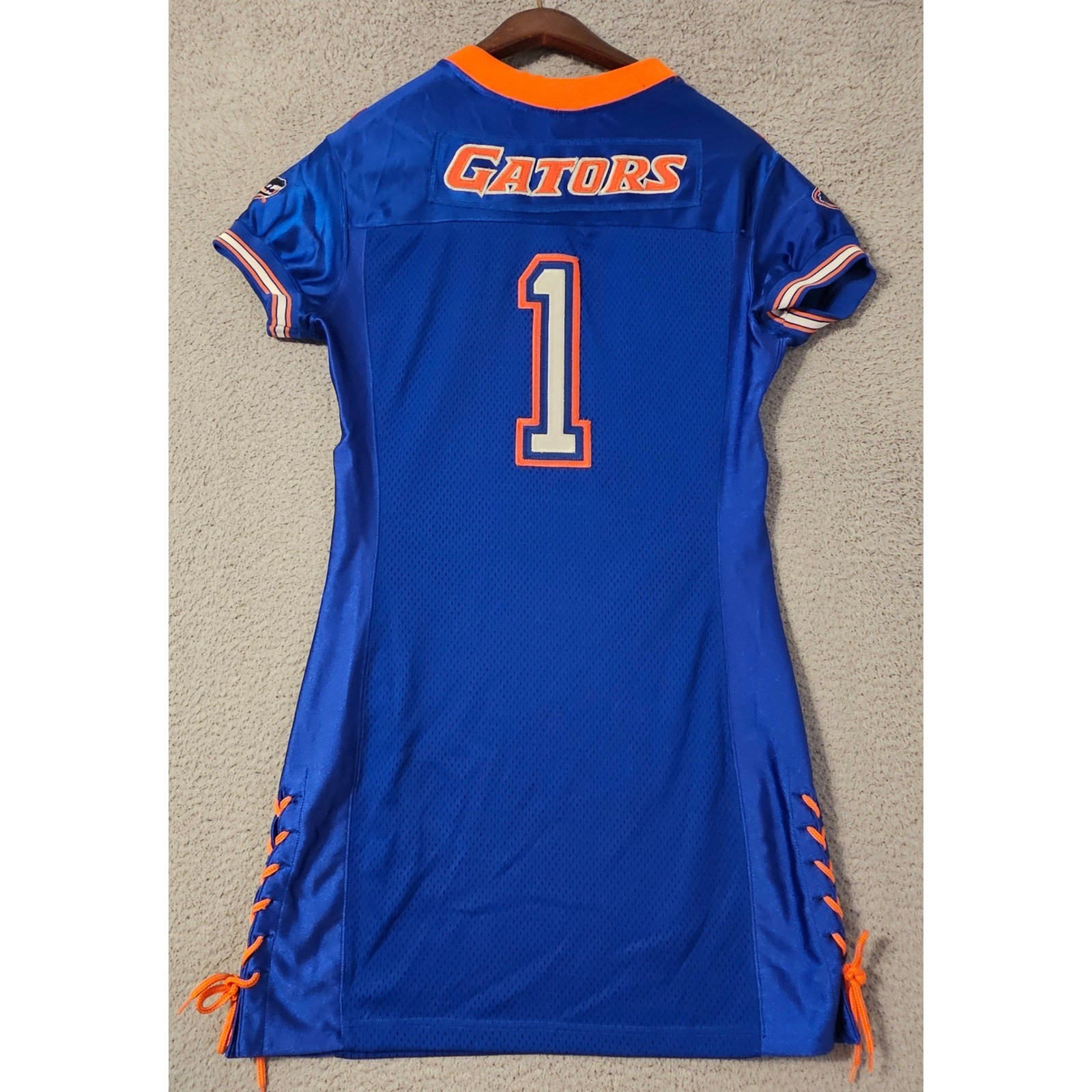 Fergo Florida Gators Collegiate Jersey Dress Blue Orange Womens XL Lace Up Side