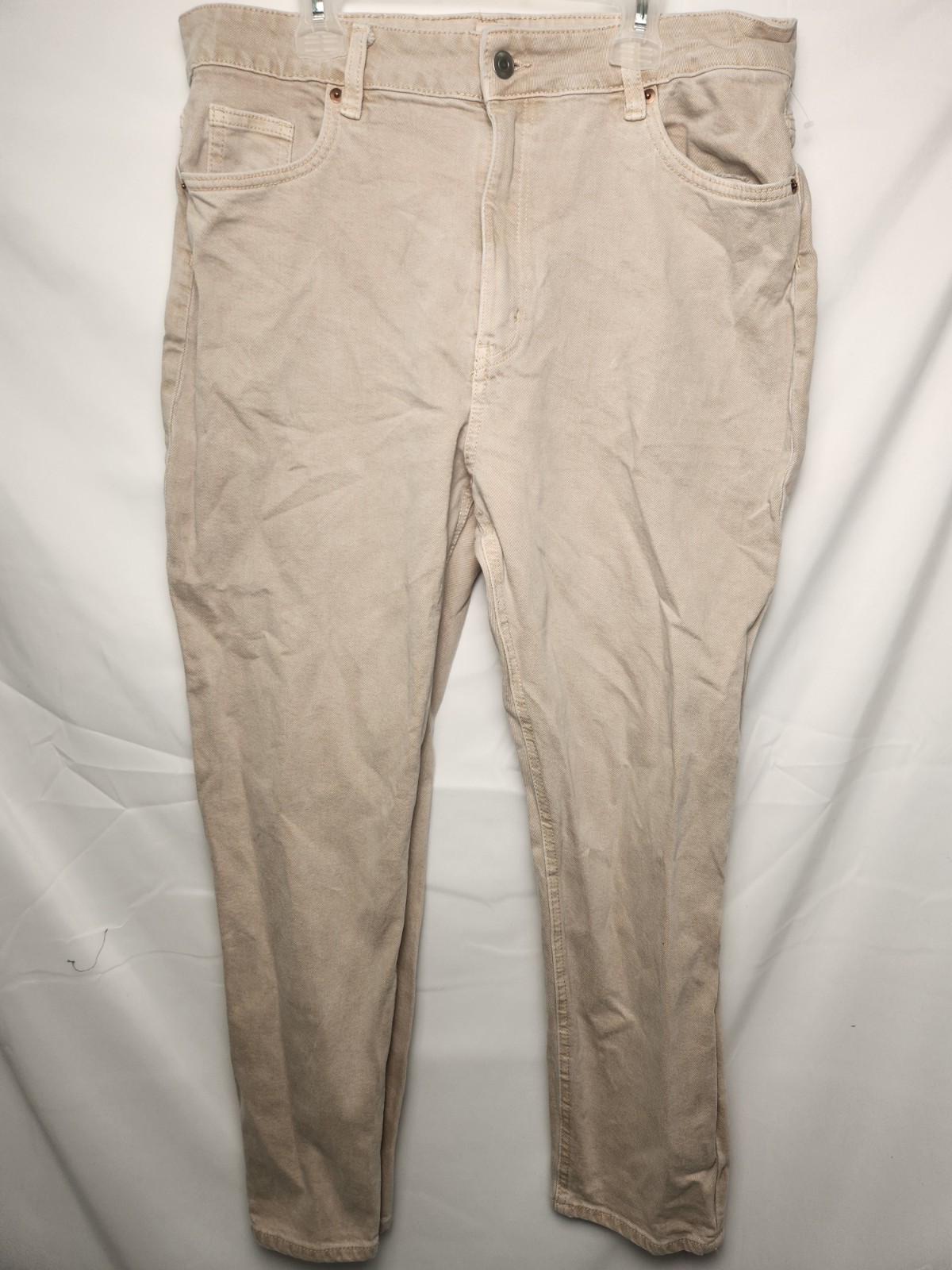 H&M Jeans Womens Size 14 Tan Beige 99% Cotton 1% Elastane Straight Stretch
