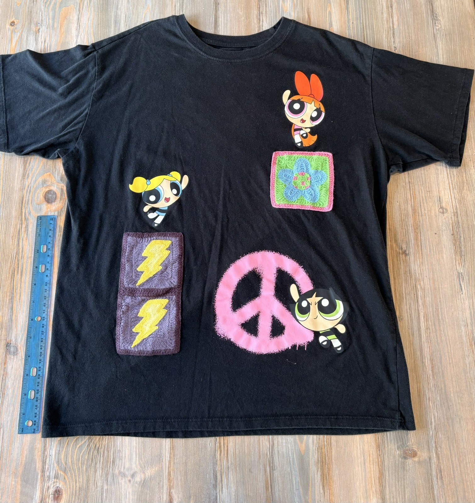 Cartoon Network Powerpuff Girls TShirt Juniors M(7-9) Black Graphic Crochet