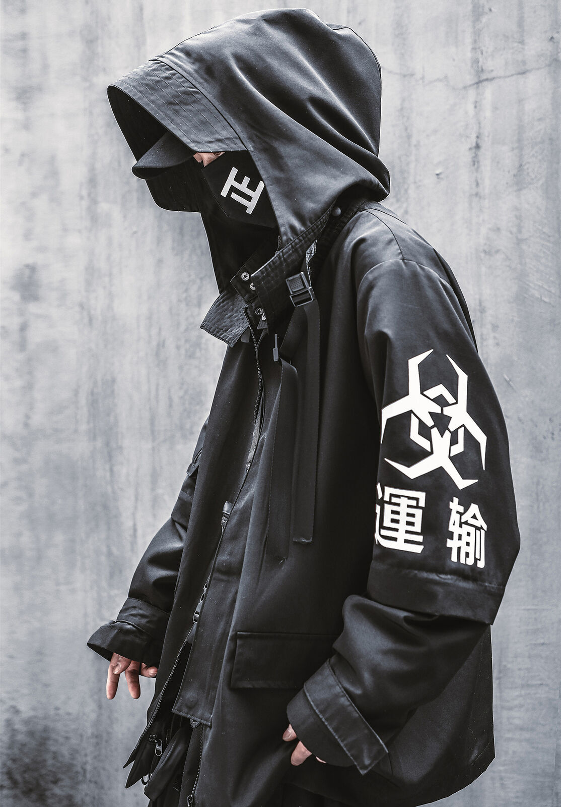 Niepce Techwear Atom Bomb Cyberpunk Windbreaker Urban Hip Hop Hooded Coat Jacket