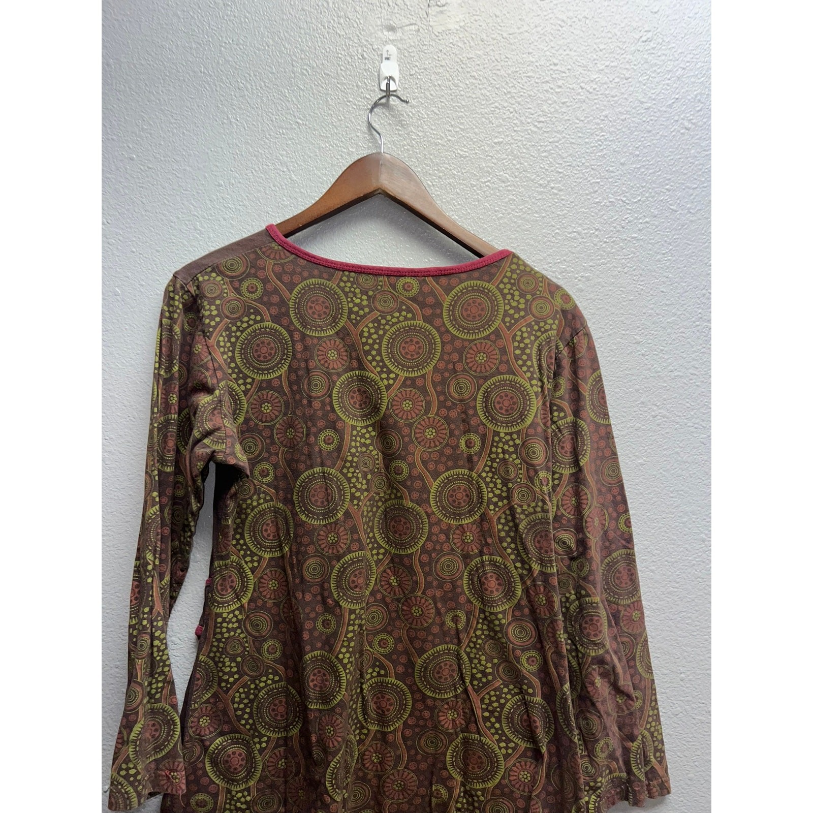 Womens Lunieva Dress Top Peacock Graphic Boho Bohemian Artistic Nepal Made Large