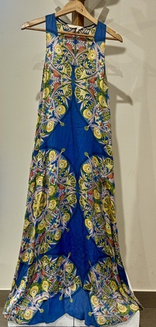 Ginger & Smart Silk Maxi Dress w Pink Bird & Botanical Mandala Kaleidoscope sz 8