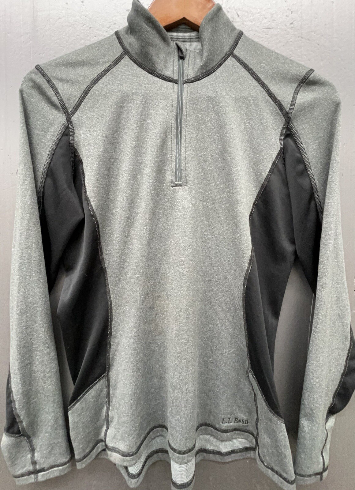LL Bean Shirt Women S Gray Base Layer Pullover 1/2 Zip Lightweight Hike Ski Top